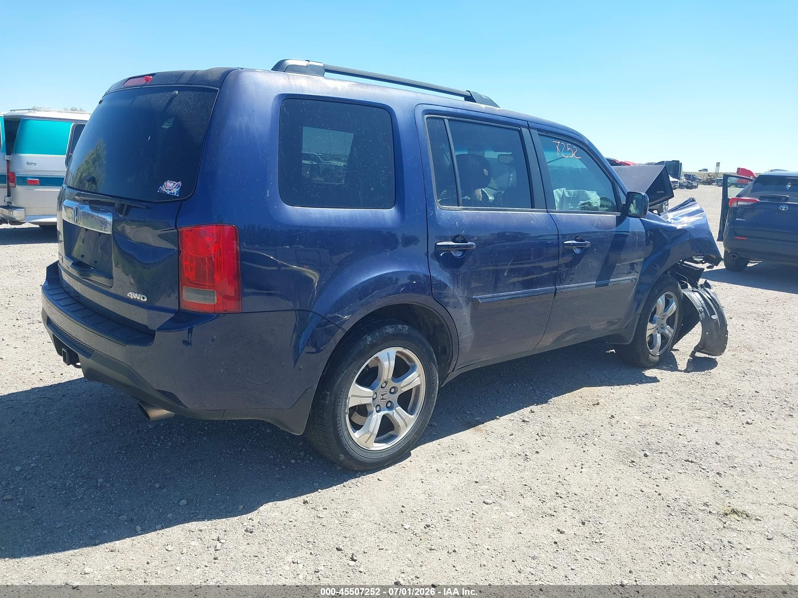 2015 Honda Pilot Ex-l Blue vin: 5FNYF4H52FB046349