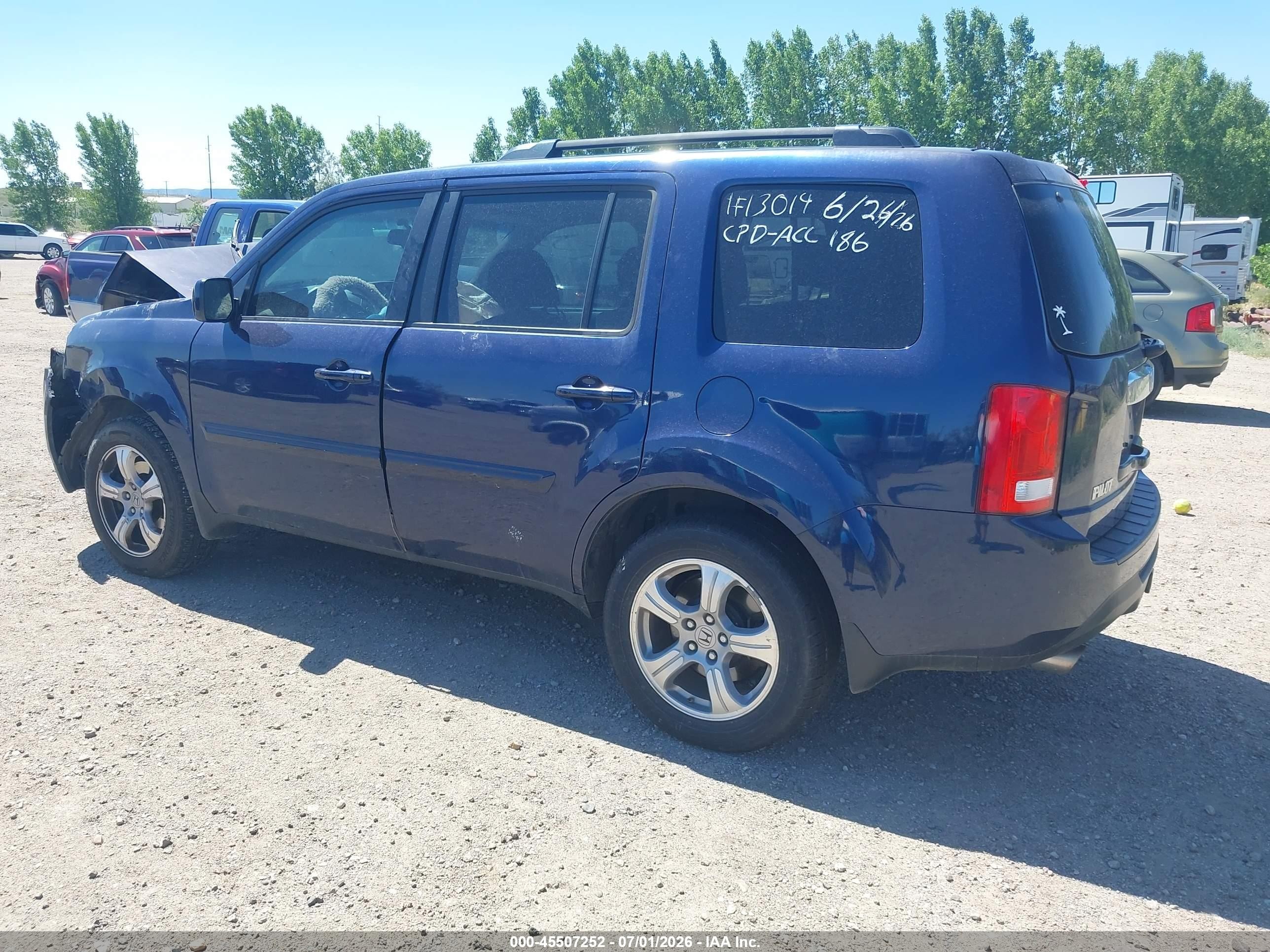 2015 Honda Pilot Ex-l Blue vin: 5FNYF4H52FB046349