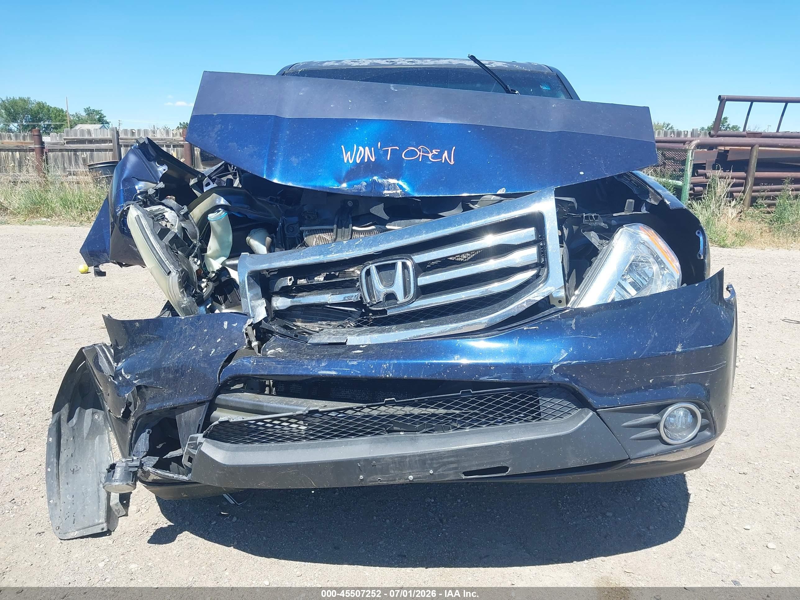 2015 Honda Pilot Ex-l Blue vin: 5FNYF4H52FB046349