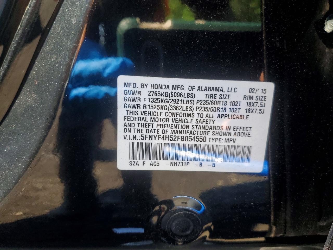 2015 Honda Pilot Exl Black vin: 5FNYF4H52FB054550