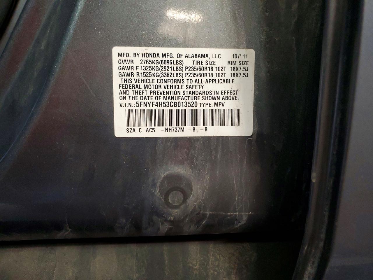 2012 Honda Pilot Exl Silver vin: 5FNYF4H53CB013520