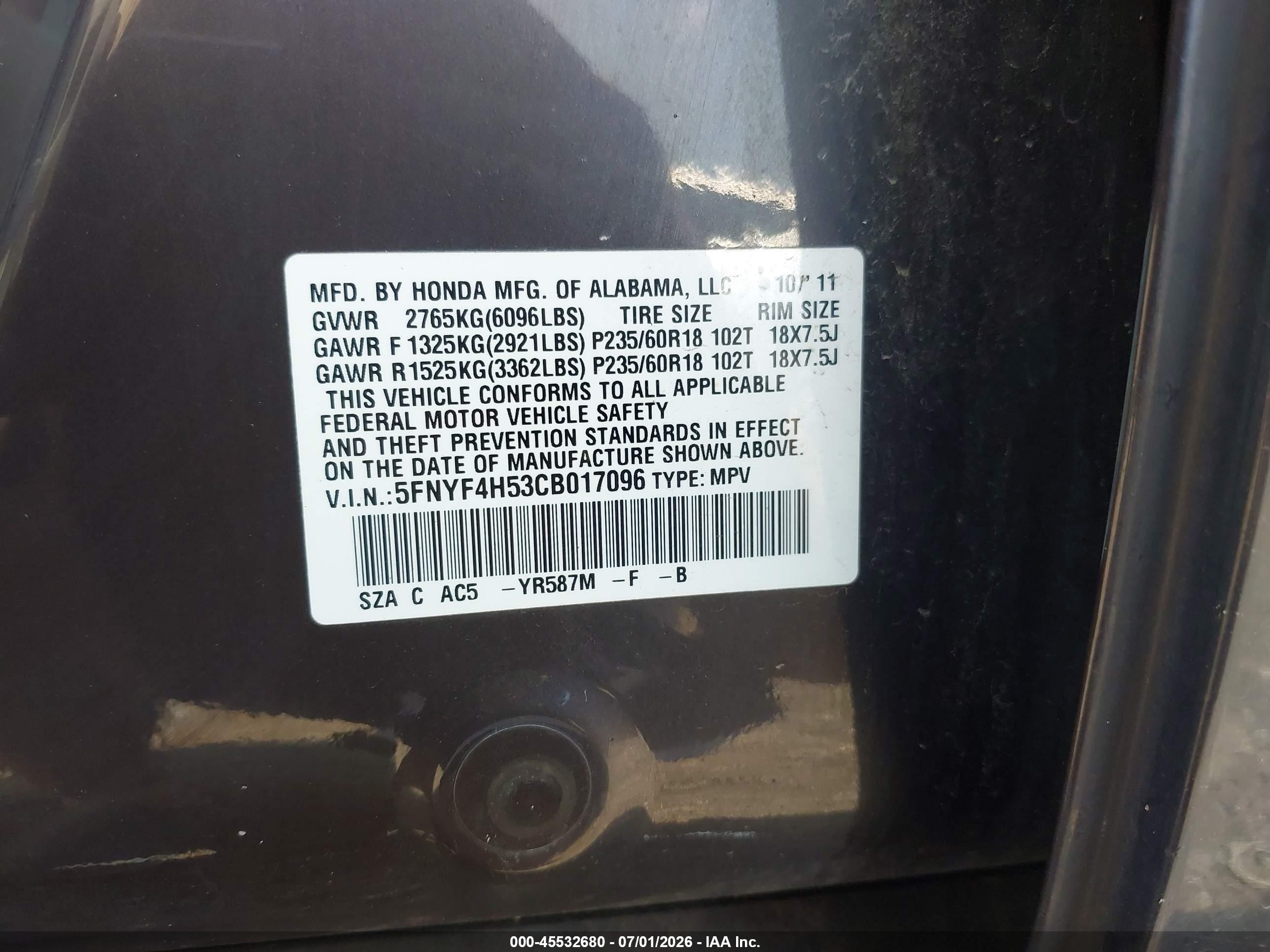 2012 Honda Pilot Ex-l Gray vin: 5FNYF4H53CB017096
