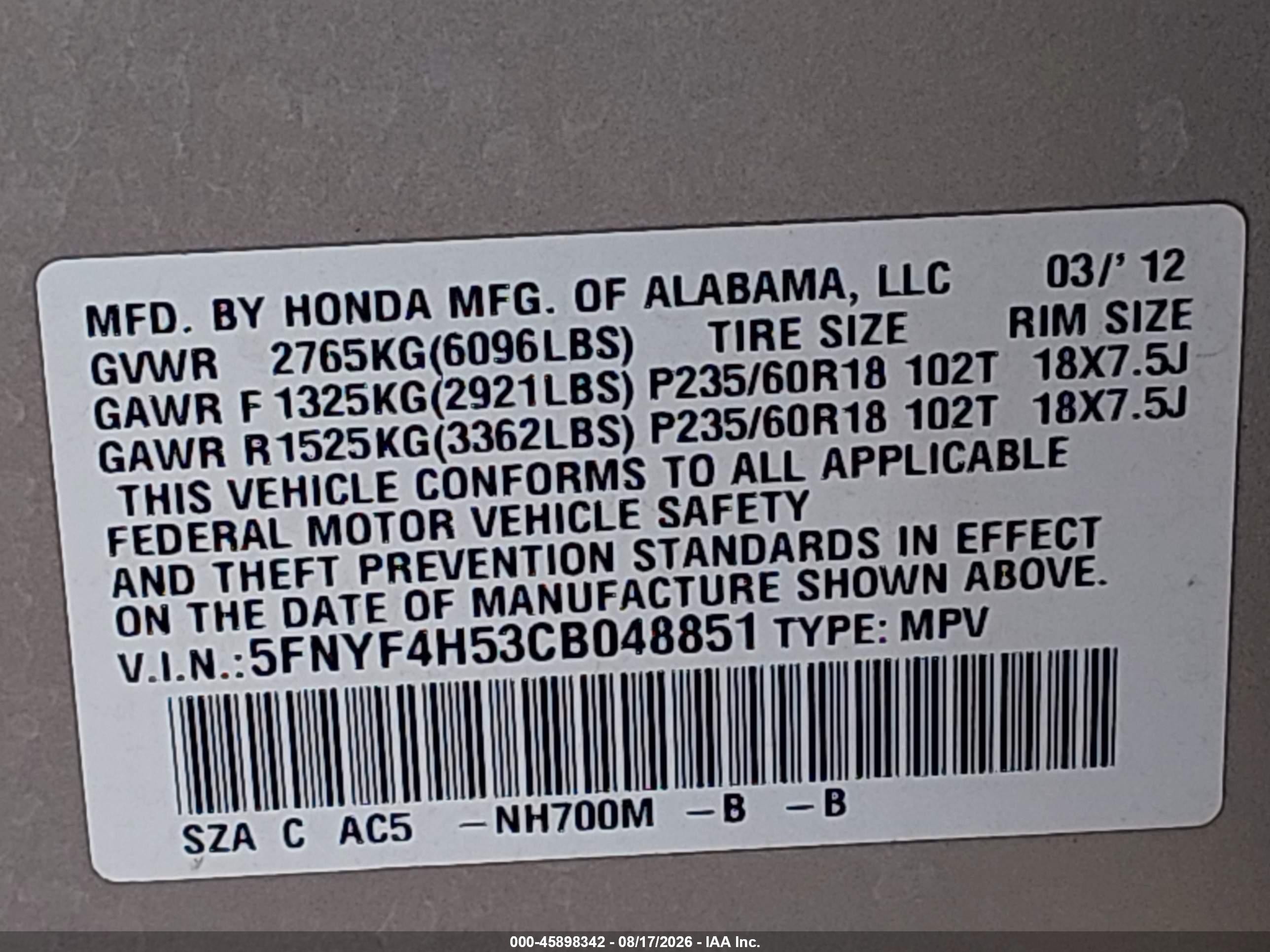 2012 Honda Pilot Ex-l Silver vin: 5FNYF4H53CB048851