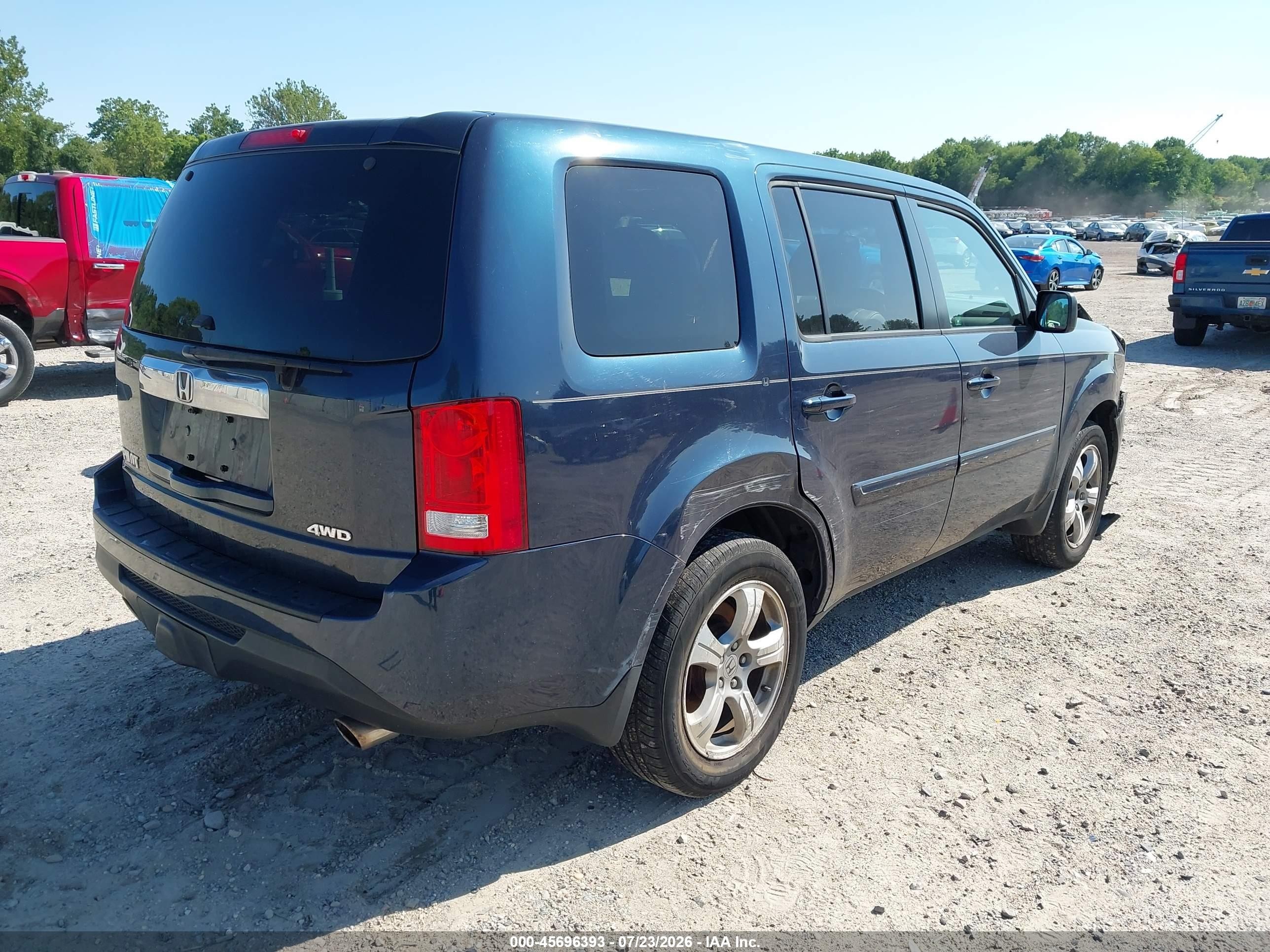 2012 Honda Pilot Ex-l Синий vin: 5FNYF4H53CB058215