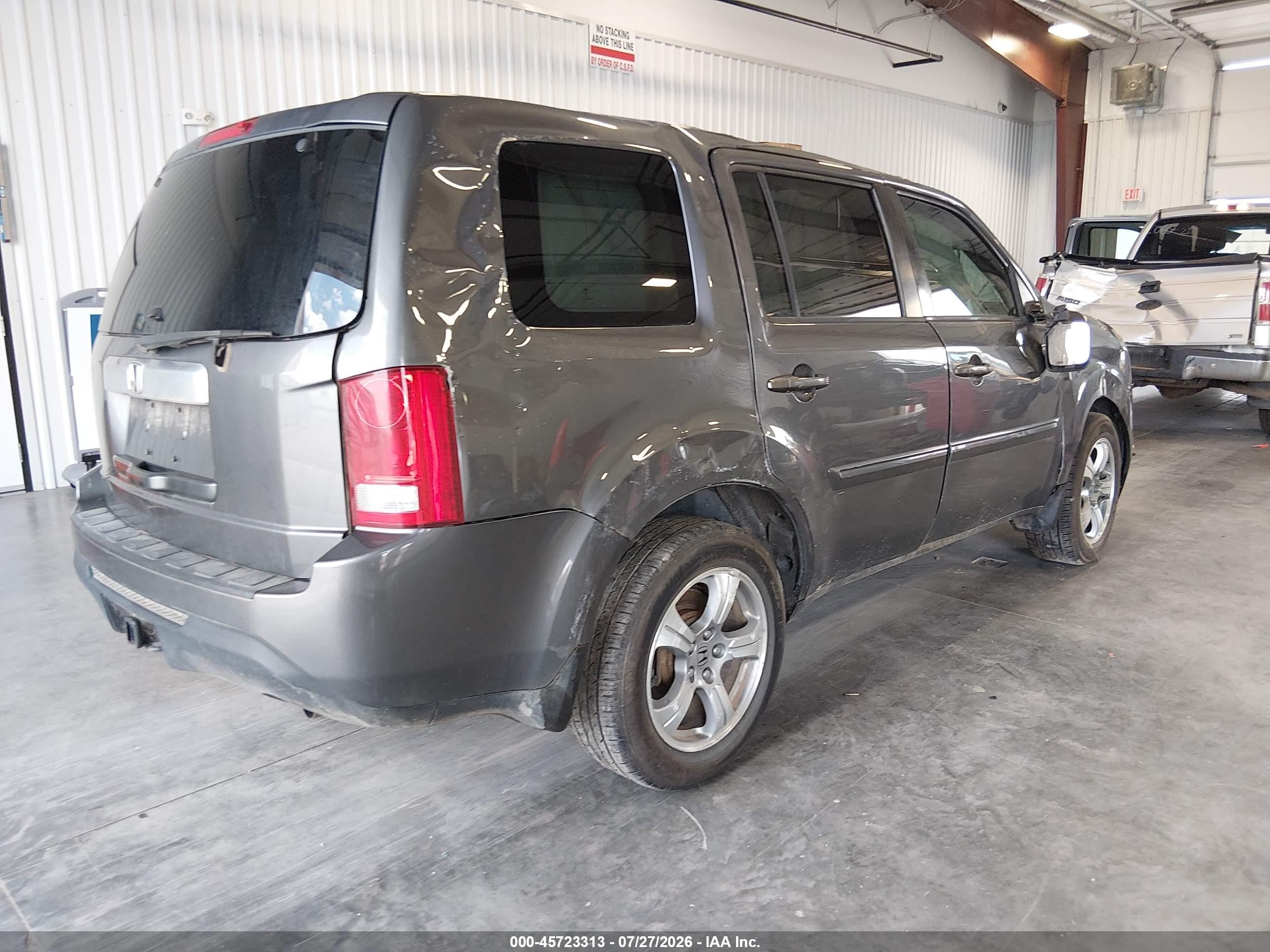 2013 Honda Pilot Ex-l Gray vin: 5FNYF4H53DB007069
