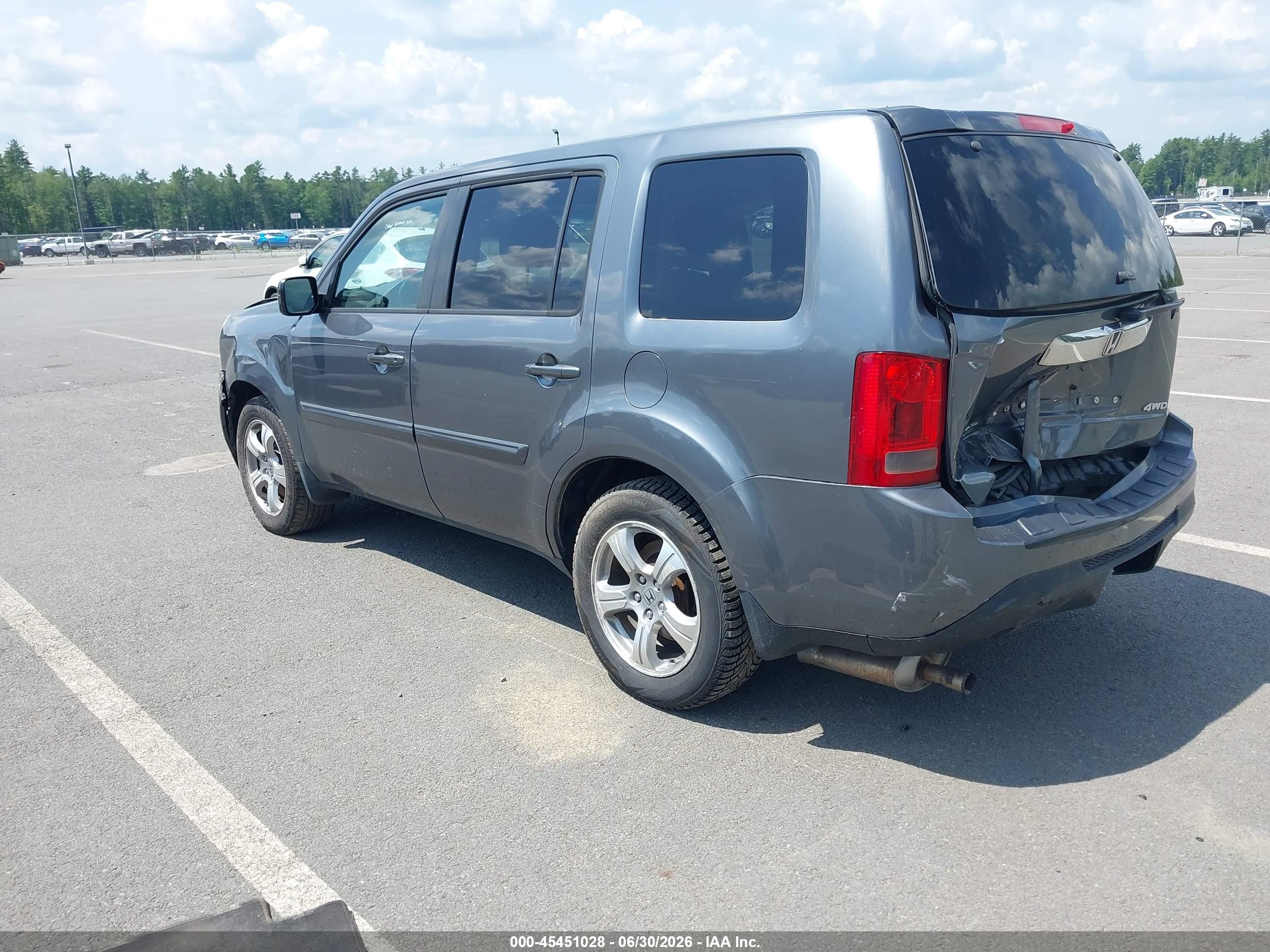 2013 Honda Pilot Ex-l Gray vin: 5FNYF4H53DB037639