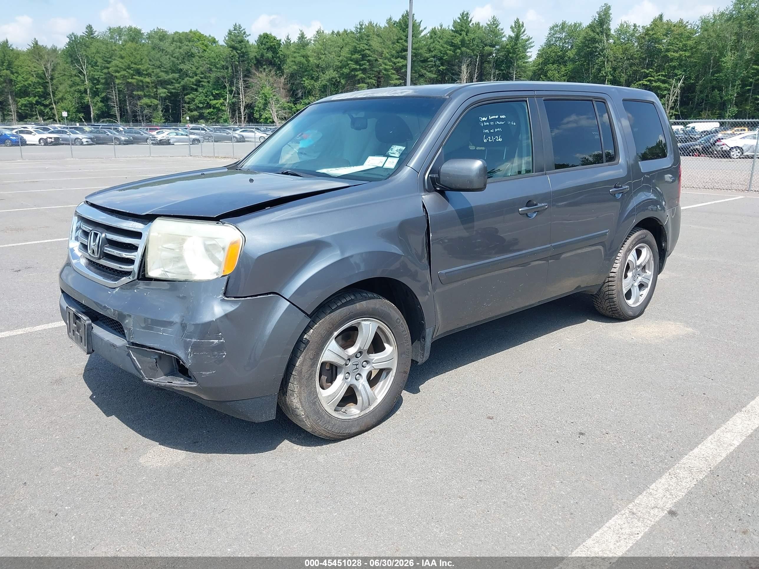 2013 Honda Pilot Ex-l Gray vin: 5FNYF4H53DB037639