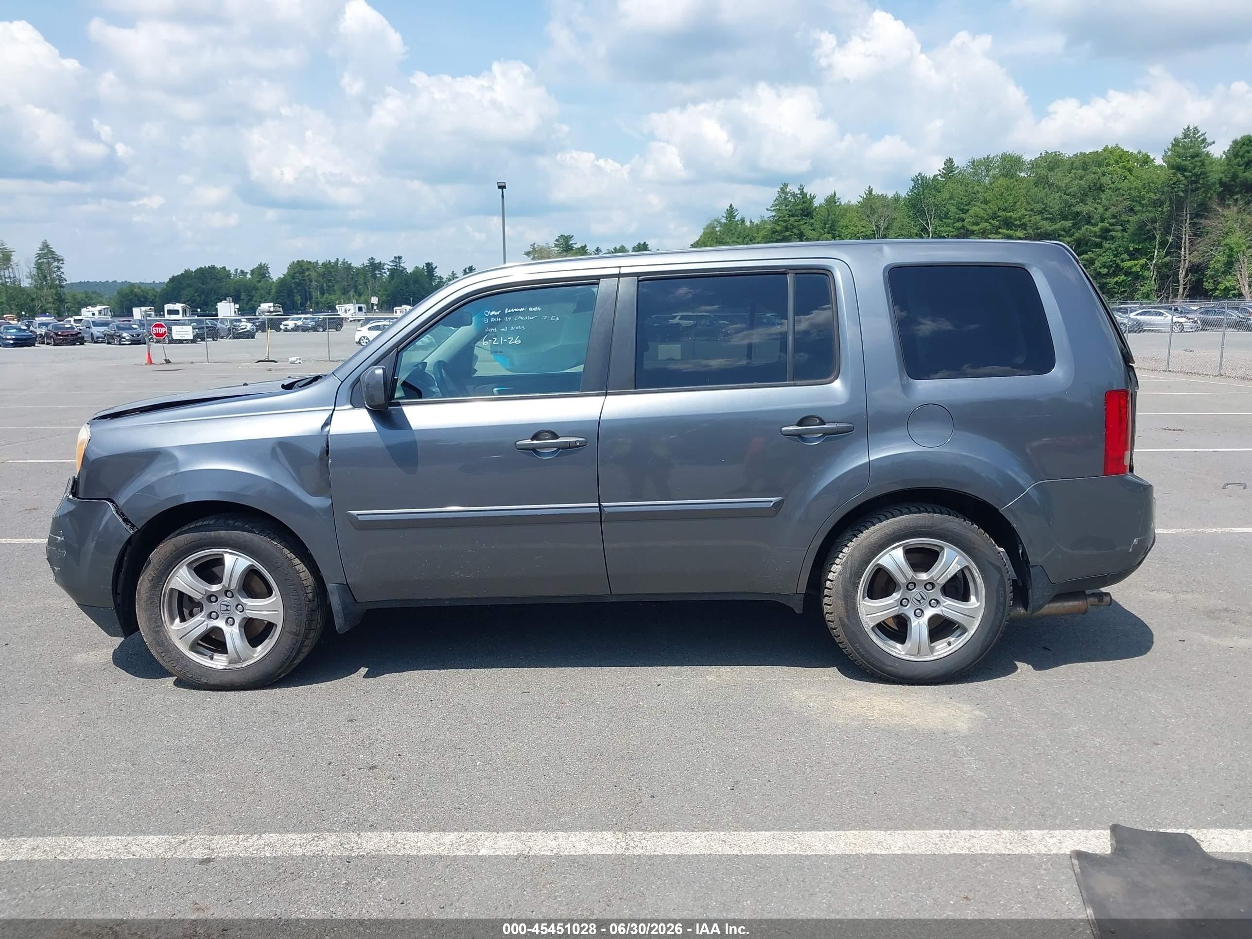 2013 Honda Pilot Ex-l Gray vin: 5FNYF4H53DB037639