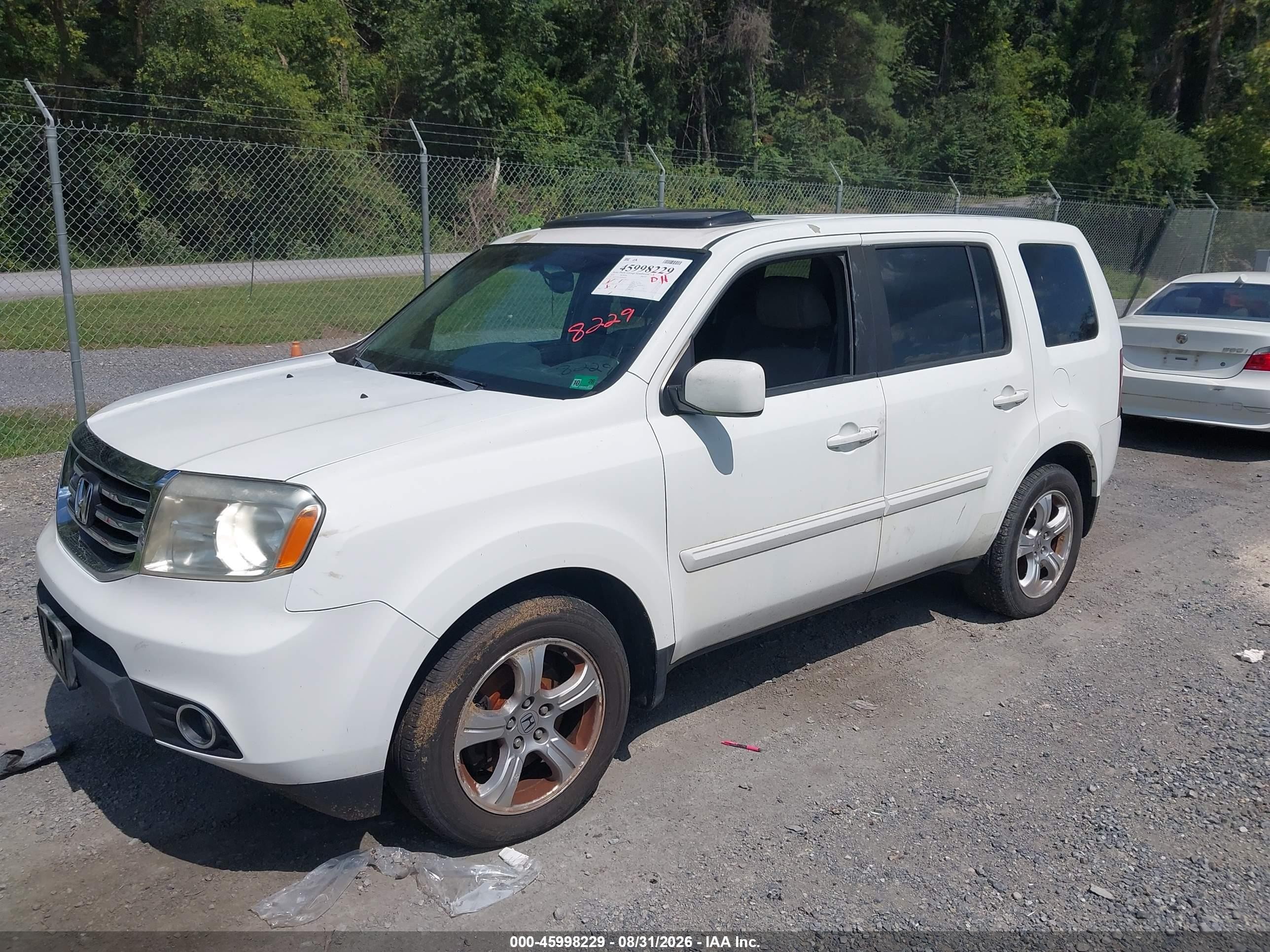 2013 Honda Pilot Ex-l Белый vin: 5FNYF4H53DB068566