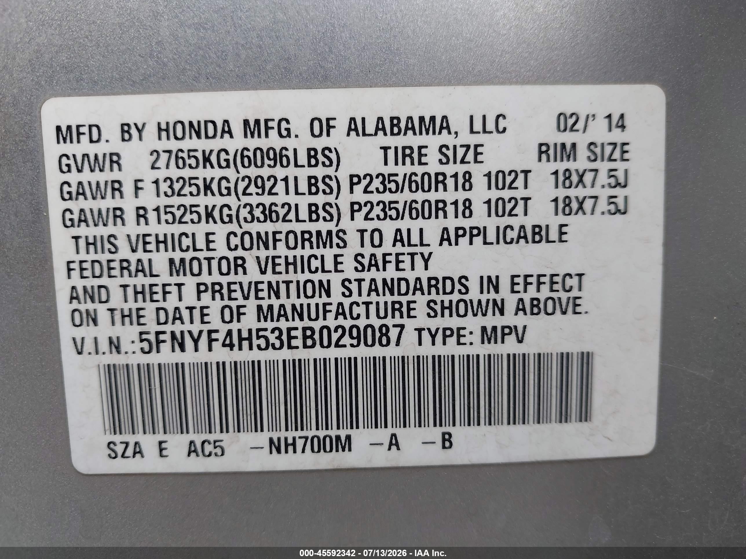 2014 Honda Pilot Ex-l Серебряный vin: 5FNYF4H53EB029087