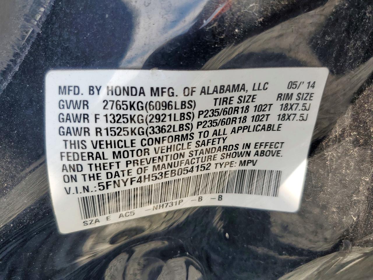 2014 Honda Pilot Exl Black vin: 5FNYF4H53EB054152