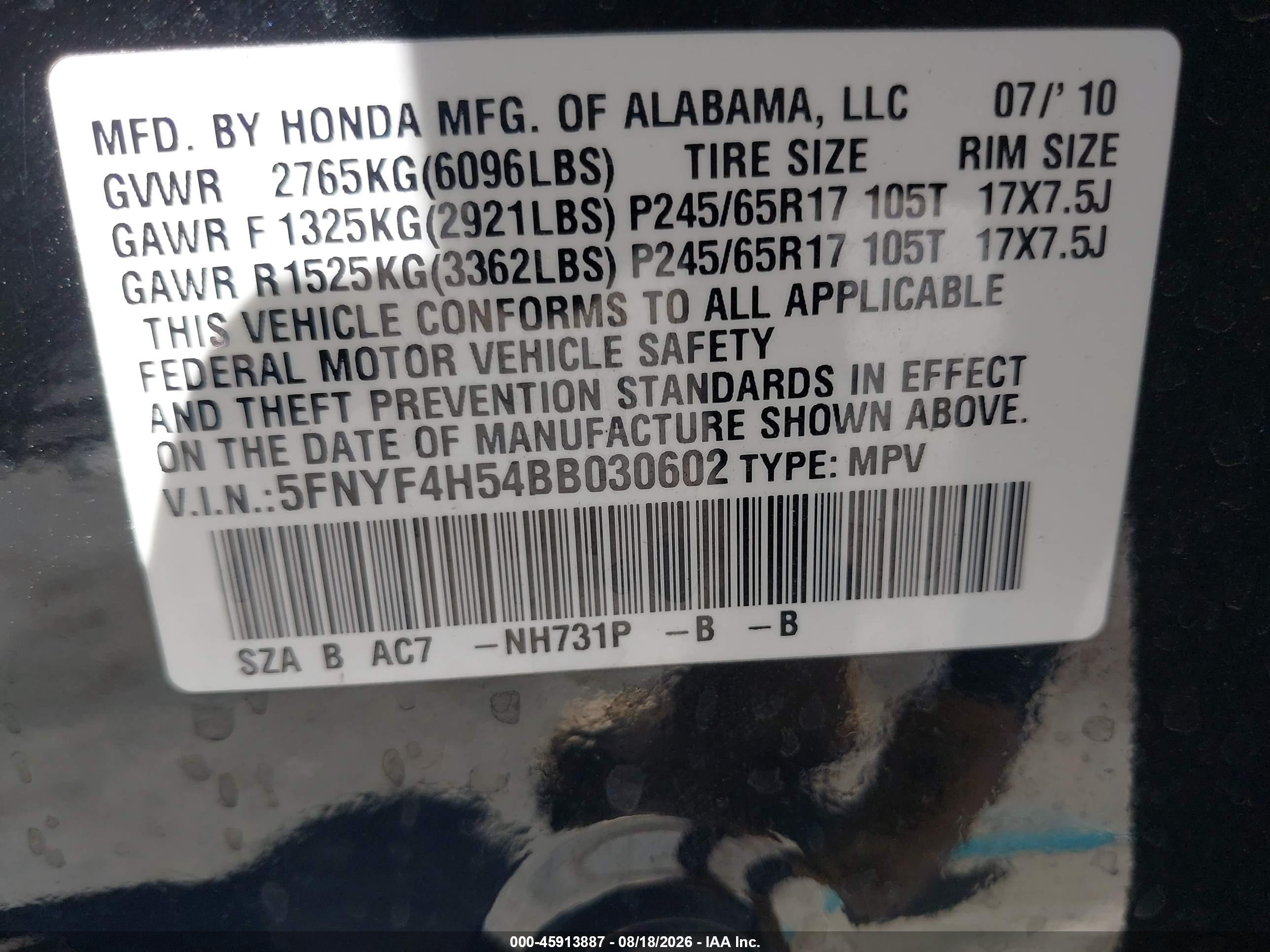 2011 Honda Pilot Ex-l Black vin: 5FNYF4H54BB030602