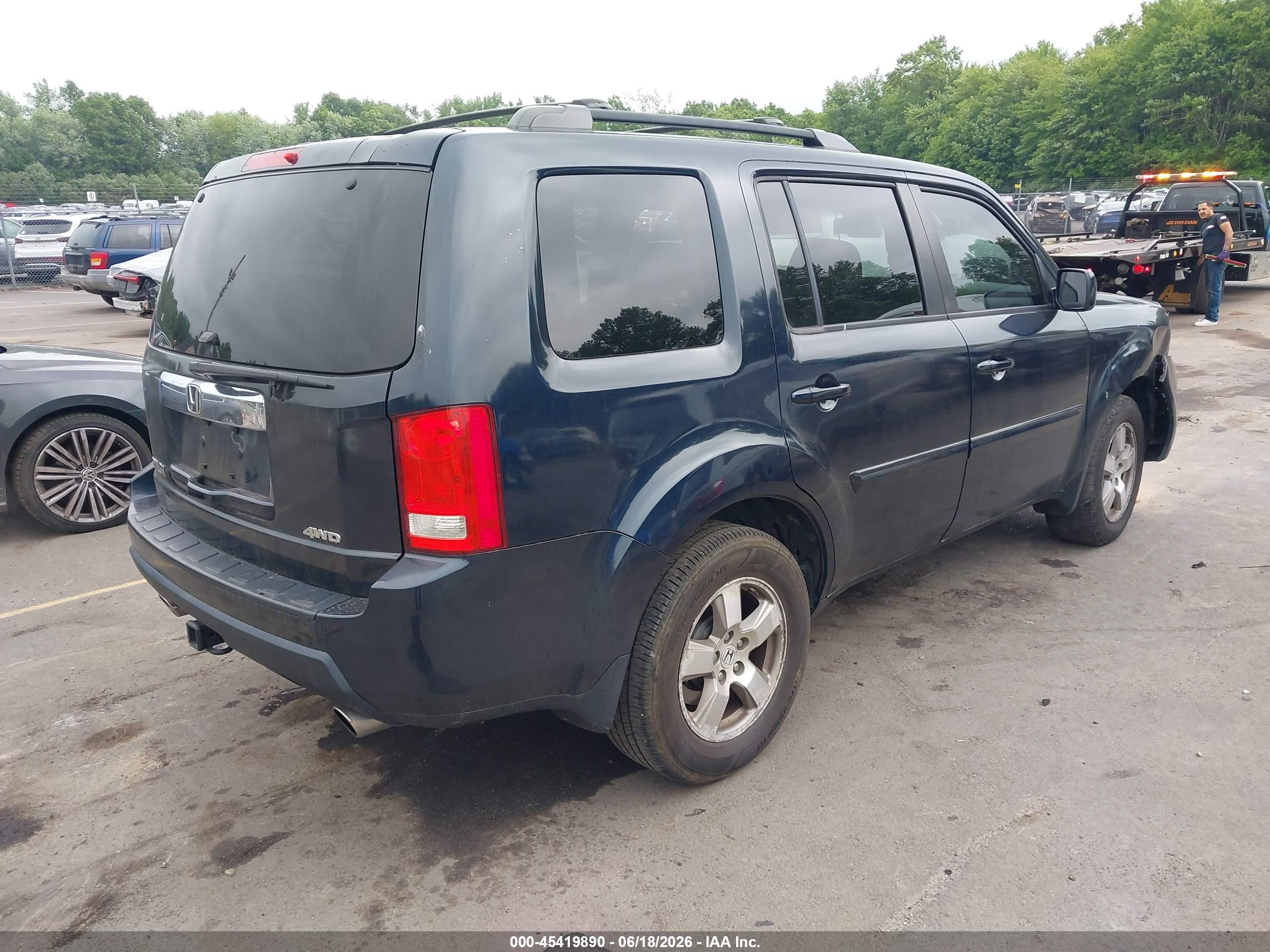 2011 Honda Pilot Ex-l Dark Blue vin: 5FNYF4H54BB052356