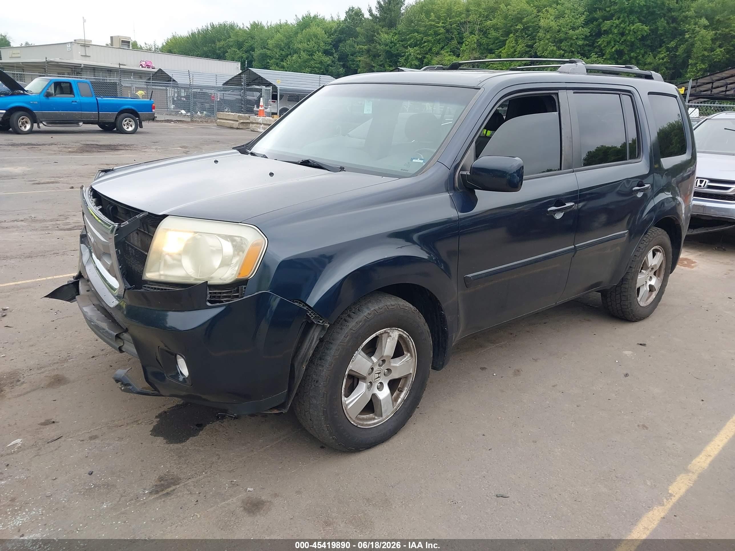 2011 Honda Pilot Ex-l Dark Blue vin: 5FNYF4H54BB052356