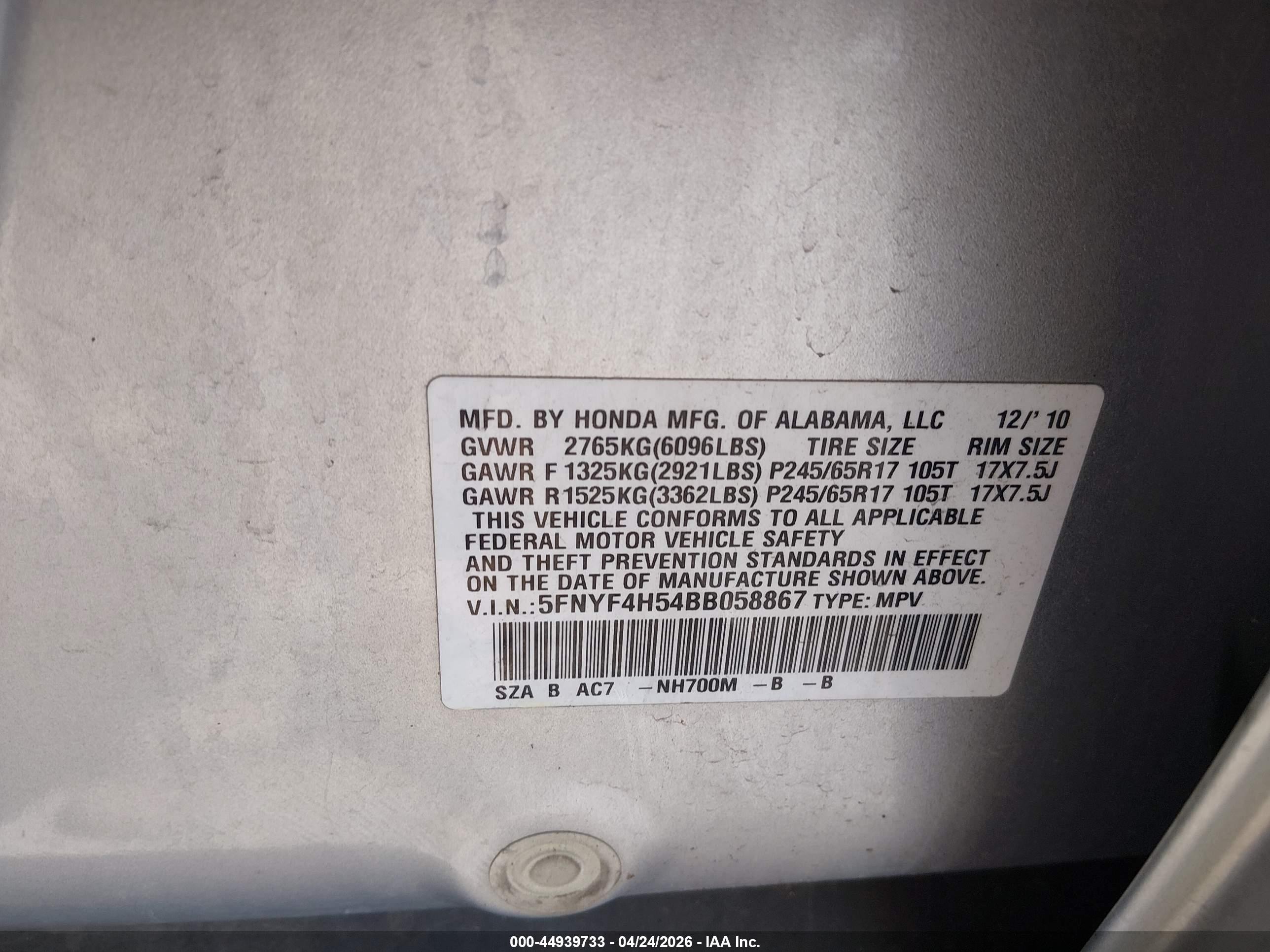 2011 Honda Pilot Ex-l Silver vin: 5FNYF4H54BB058867