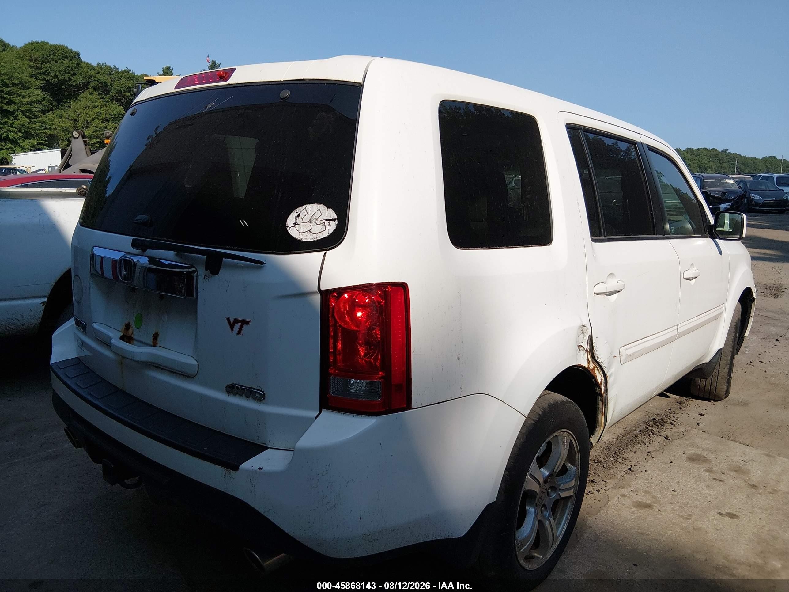 2012 Honda Pilot Ex-l White vin: 5FNYF4H54CB013946