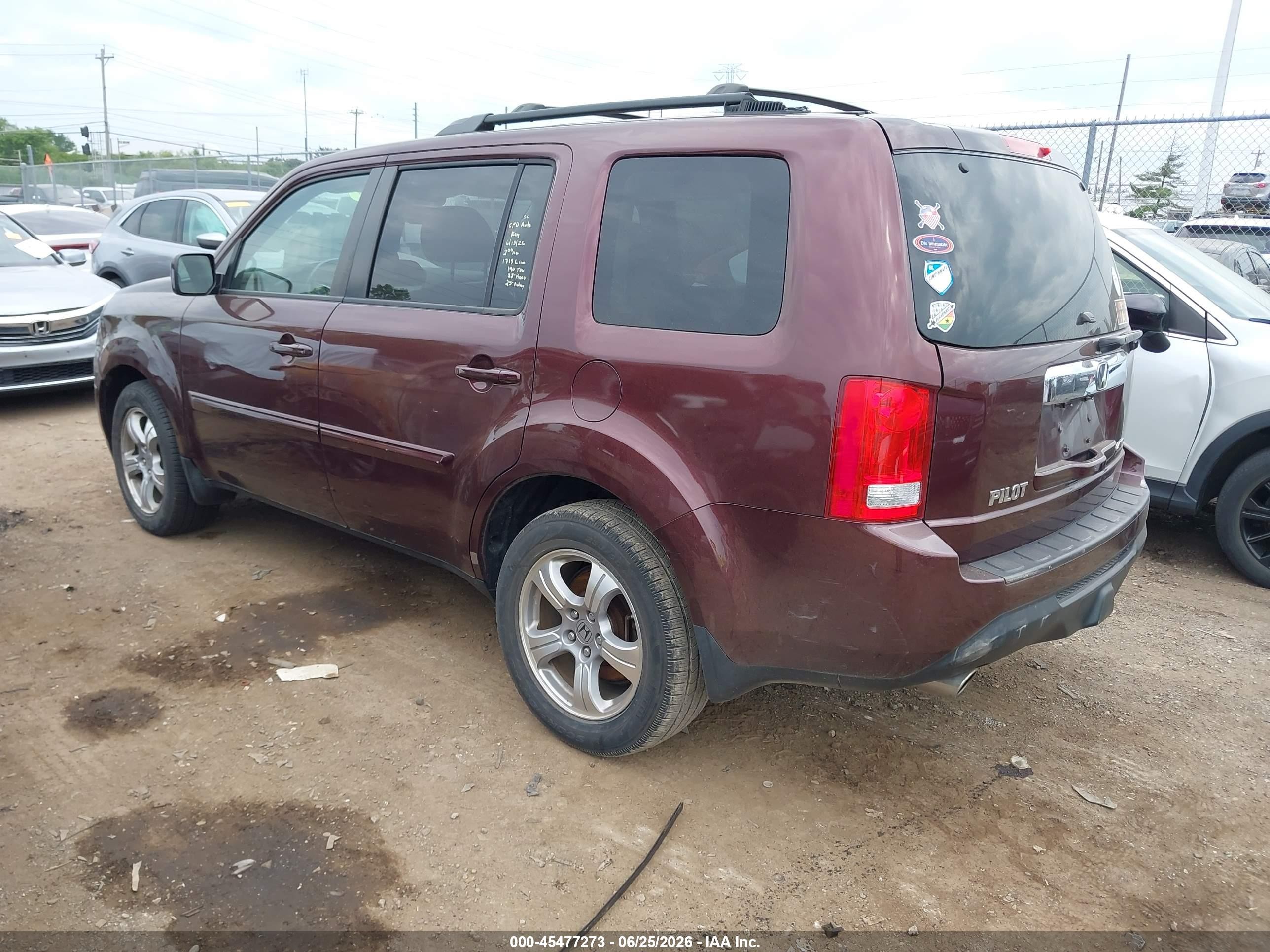2013 Honda Pilot Ex-l Темно-бордовый vin: 5FNYF4H54DB042901