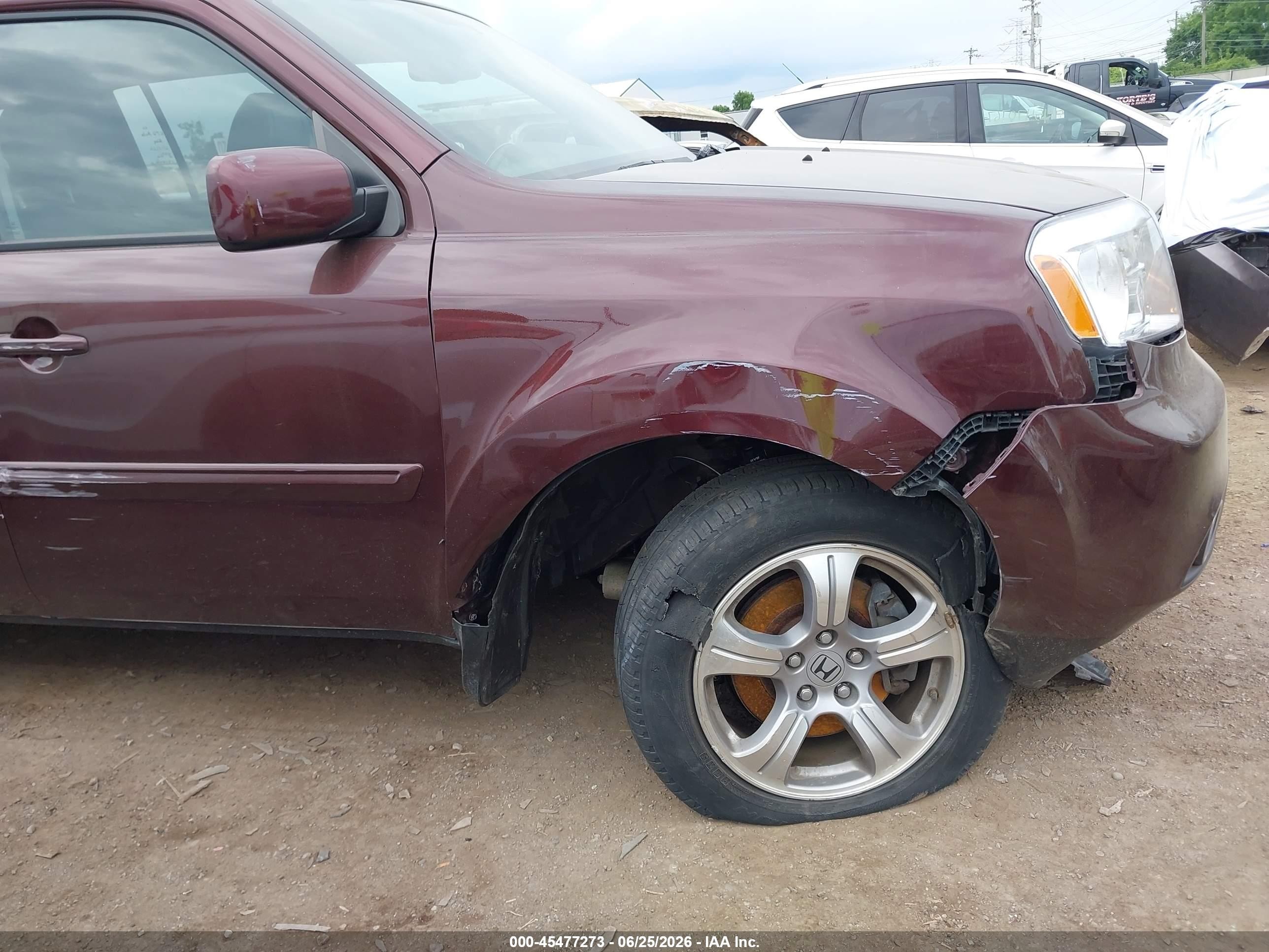 2013 Honda Pilot Ex-l Темно-бордовый vin: 5FNYF4H54DB042901
