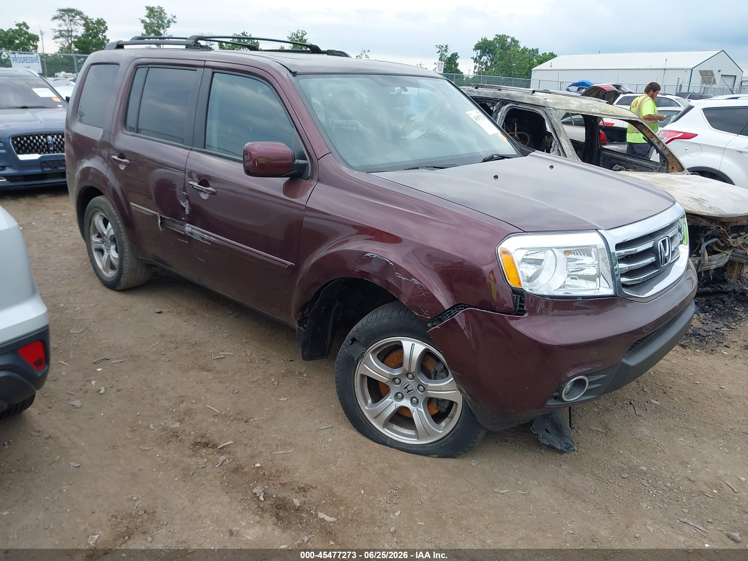 2013 Honda Pilot Ex-l Темно-бордовый vin: 5FNYF4H54DB042901