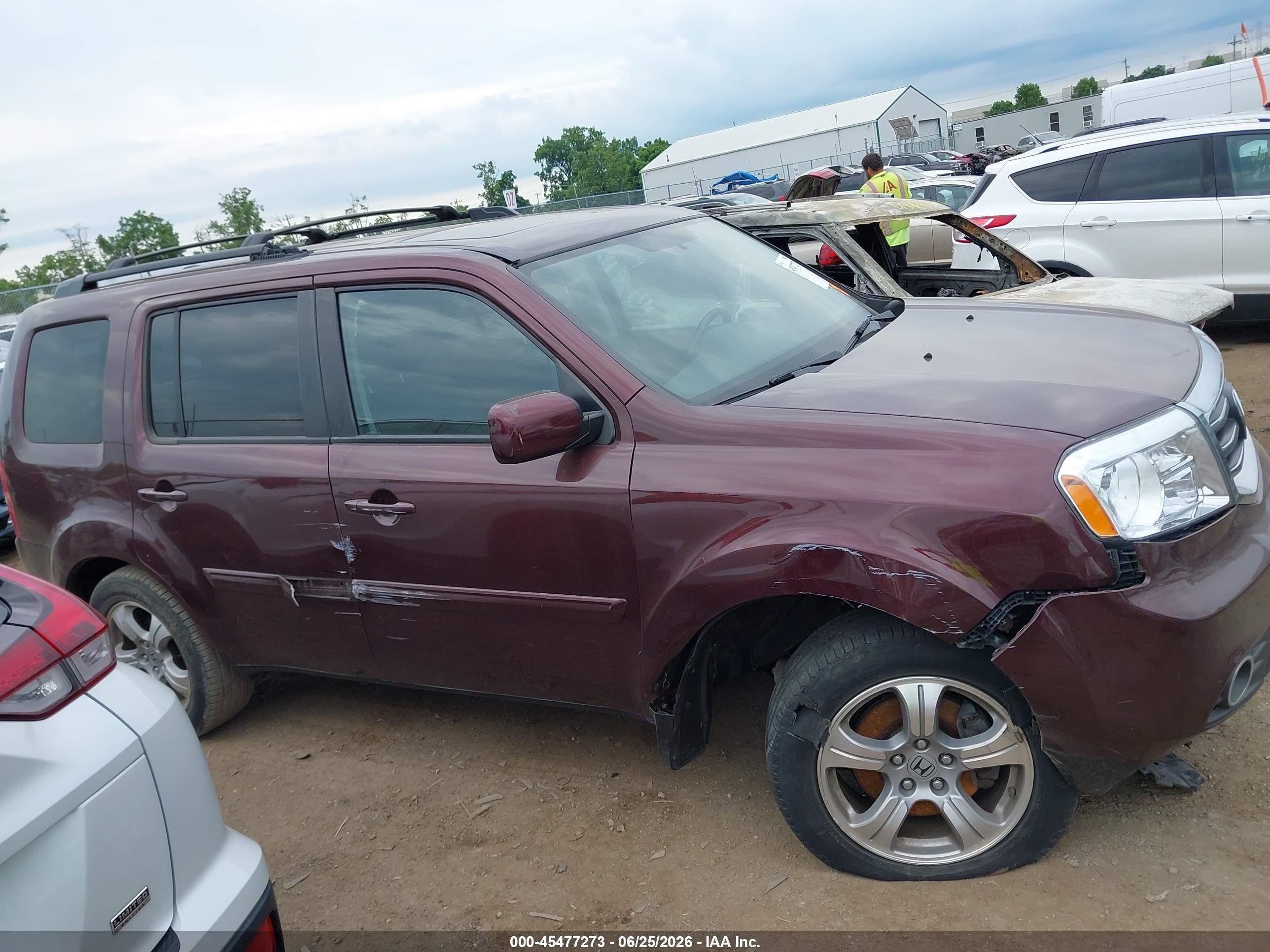 2013 Honda Pilot Ex-l Темно-бордовый vin: 5FNYF4H54DB042901