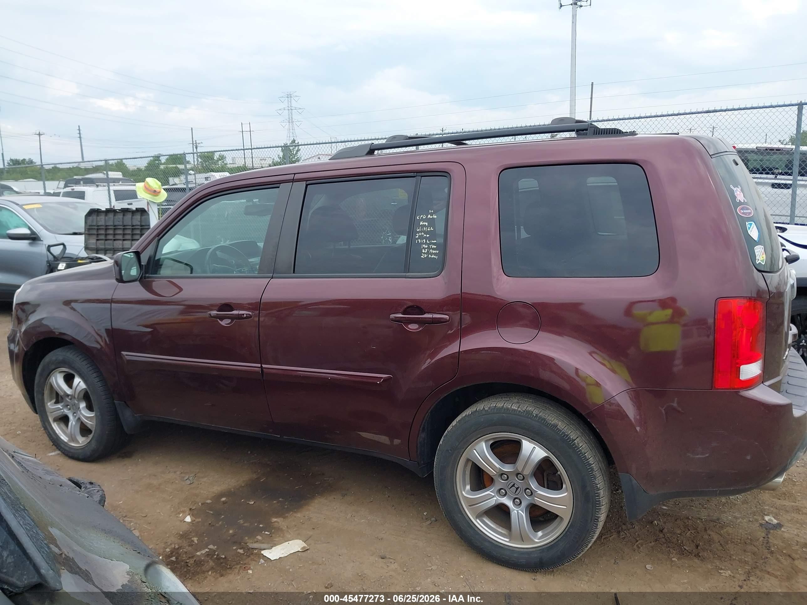 2013 Honda Pilot Ex-l Темно-бордовый vin: 5FNYF4H54DB042901