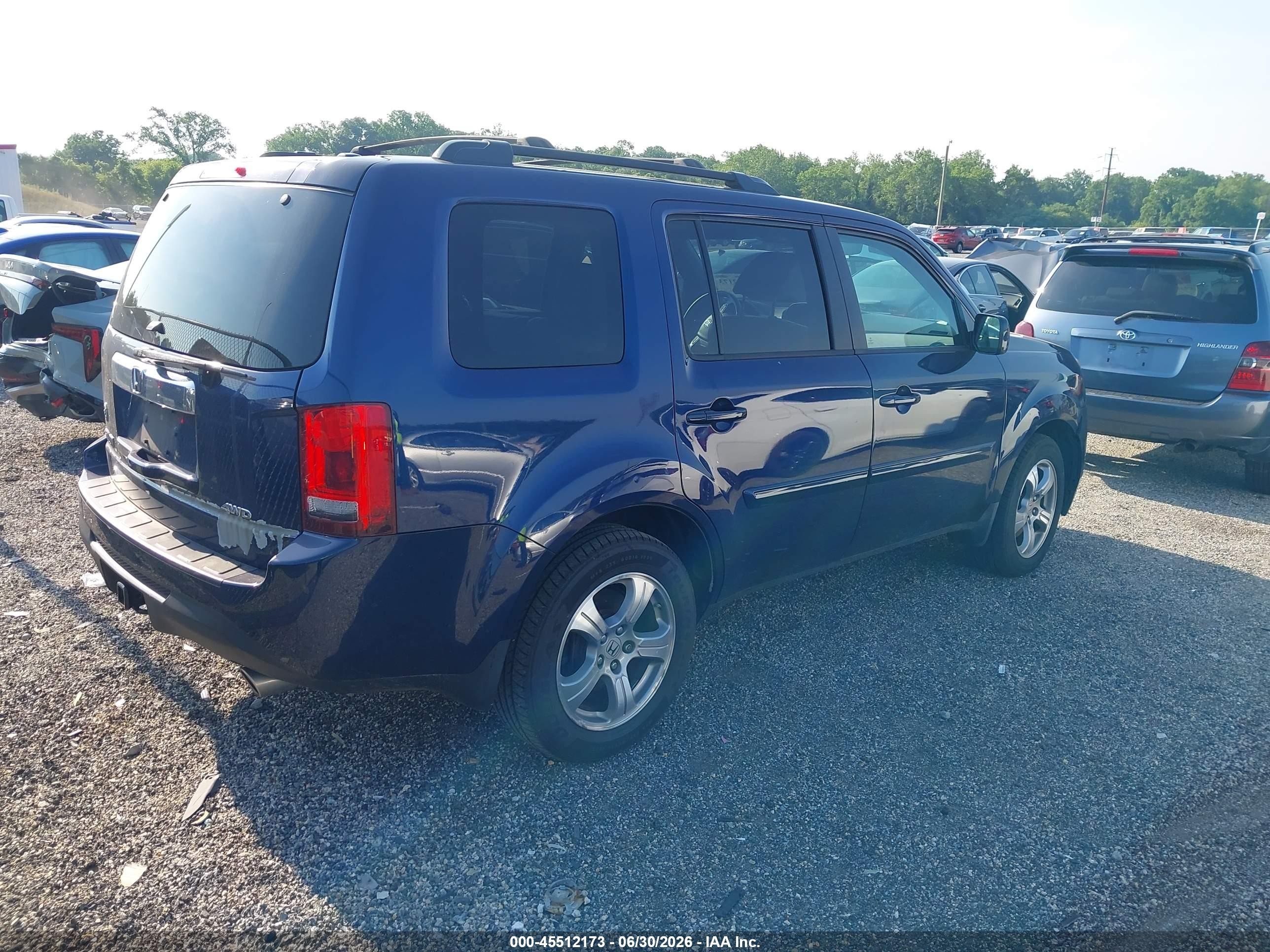 2013 Honda Pilot Ex-l Синий vin: 5FNYF4H54DB067877