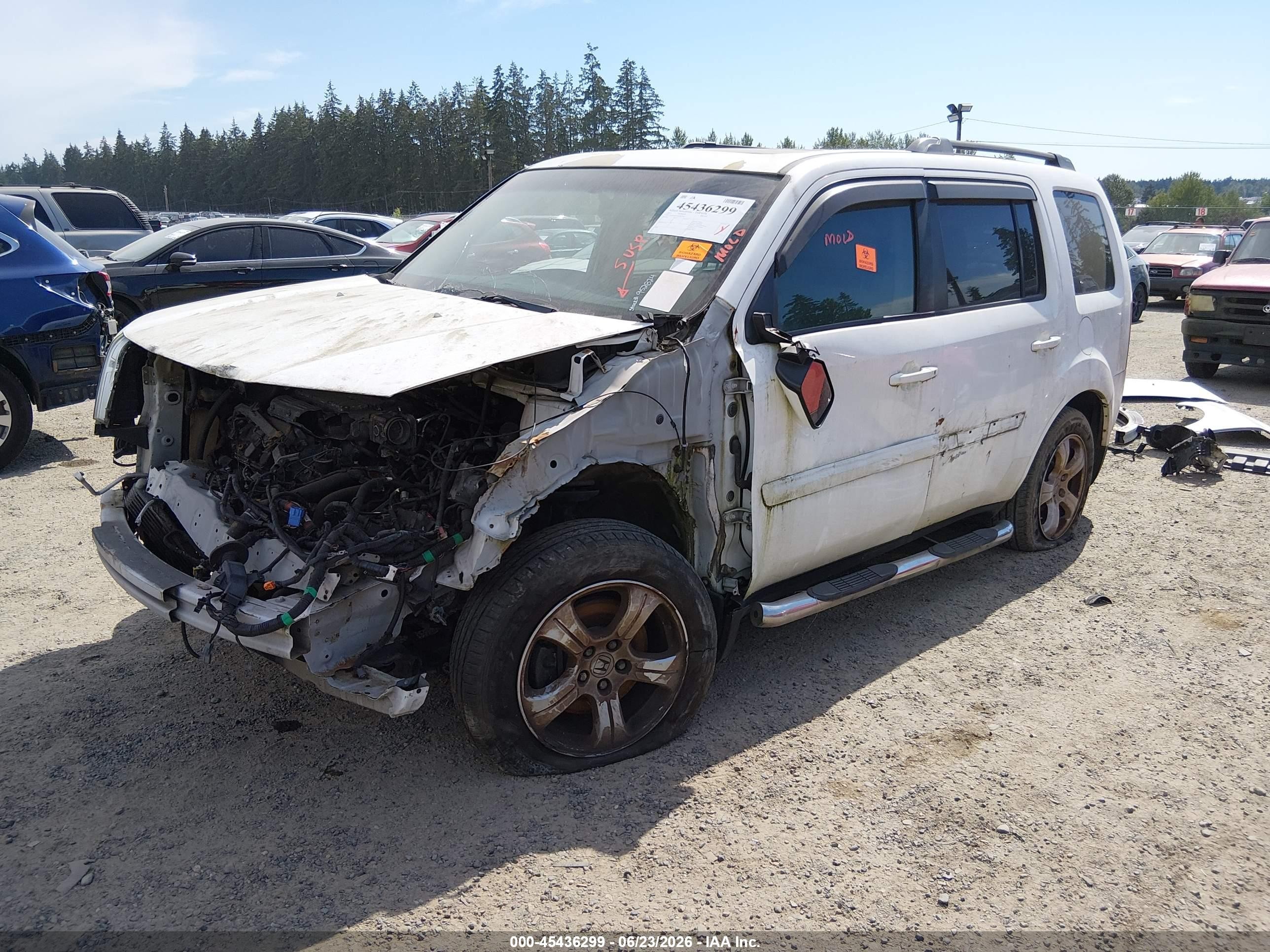 2014 Honda Pilot Ex-l White vin: 5FNYF4H54EB055536