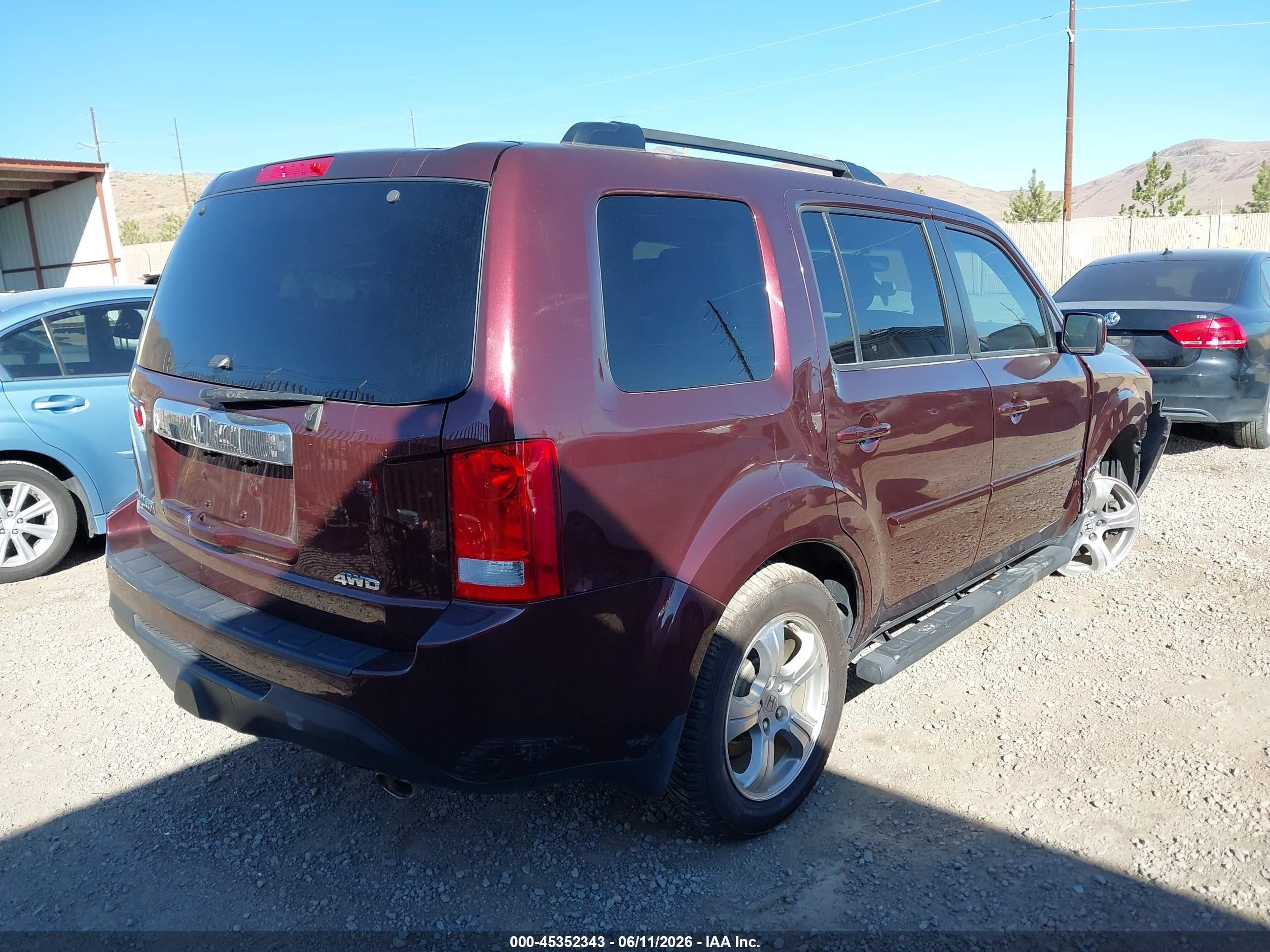 2015 Honda Pilot Ex-l Maroon vin: 5FNYF4H54FB036650