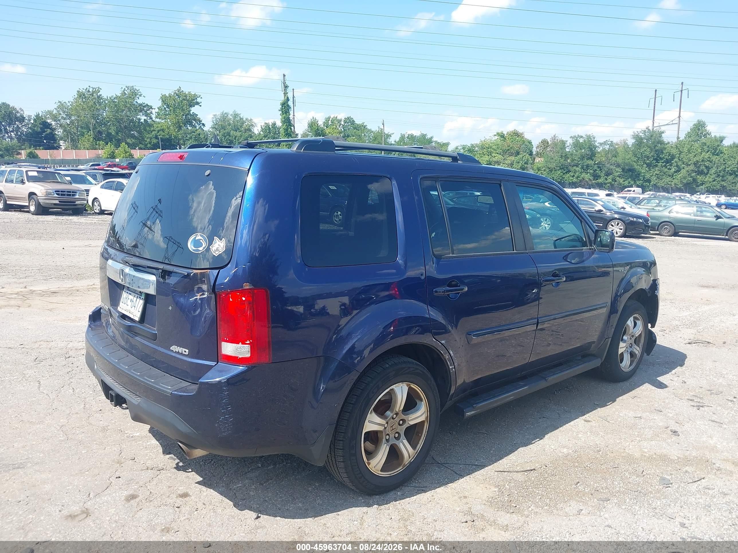 2015 Honda Pilot Ex-l Blue vin: 5FNYF4H54FB064190