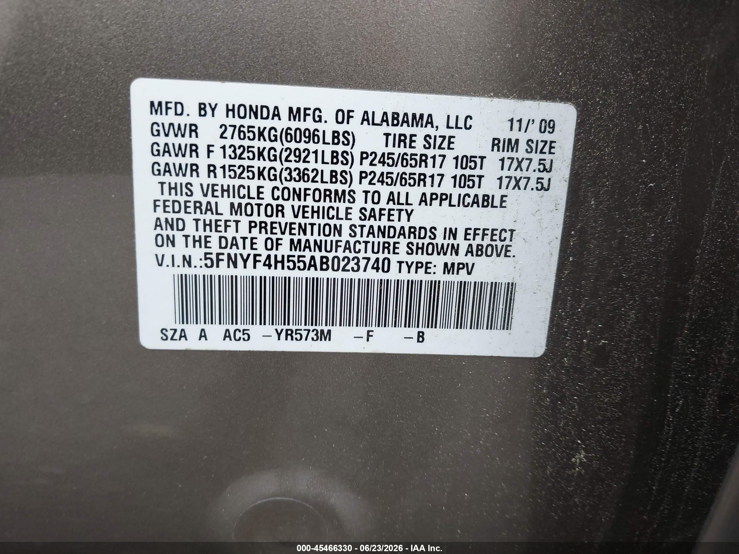 2010 Honda Pilot Ex-l Gold vin: 5FNYF4H55AB023740