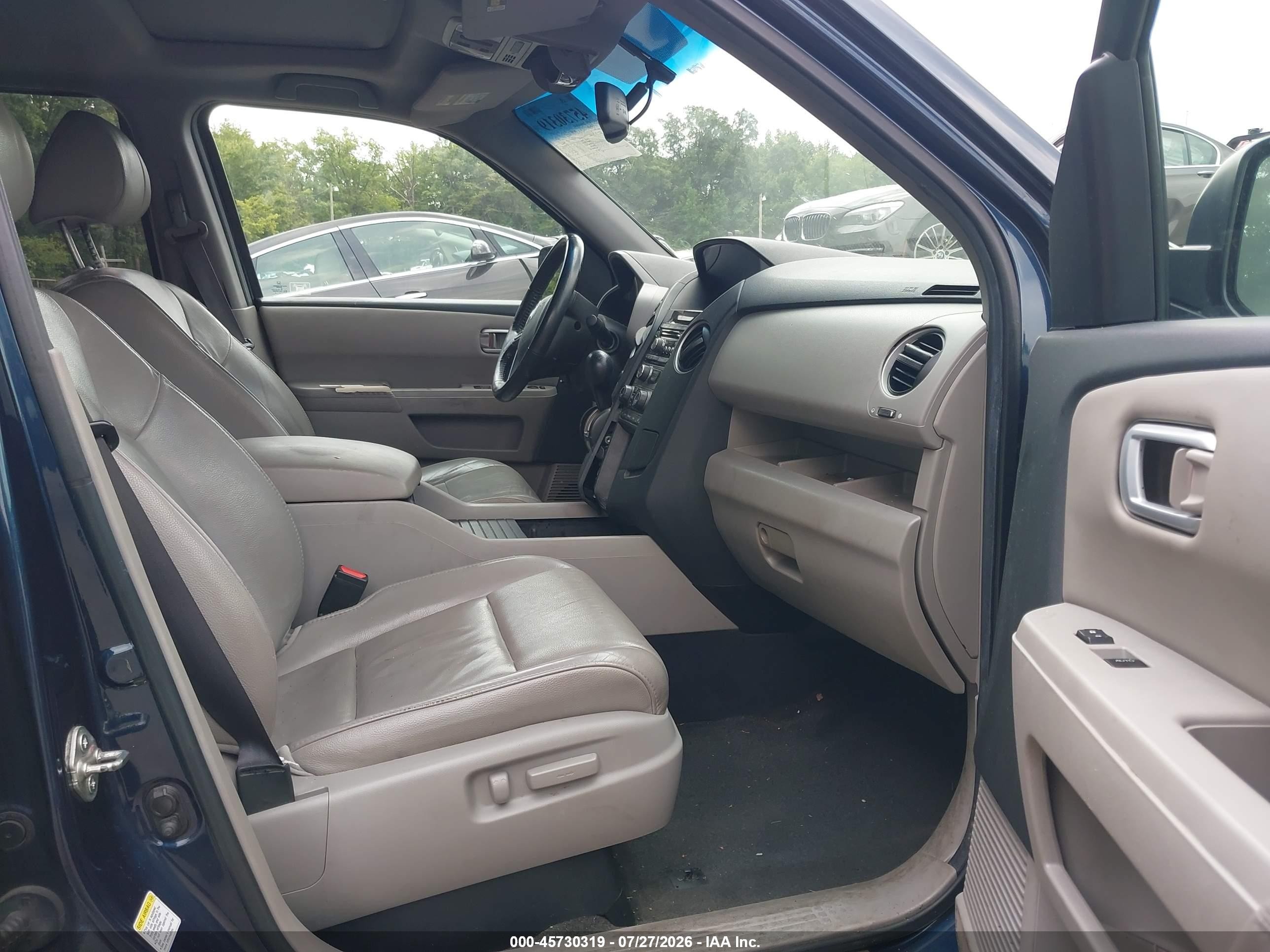 2012 Honda Pilot Ex-l Blue vin: 5FNYF4H55CB013342