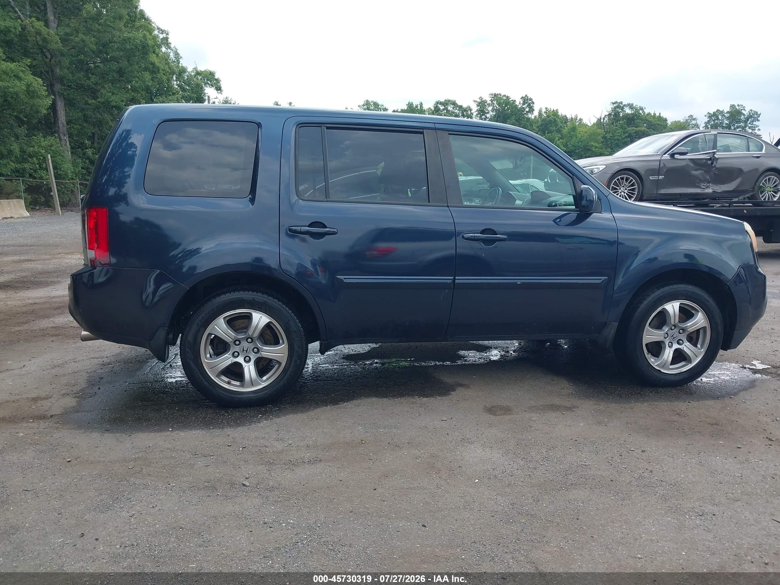 2012 Honda Pilot Ex-l Blue vin: 5FNYF4H55CB013342