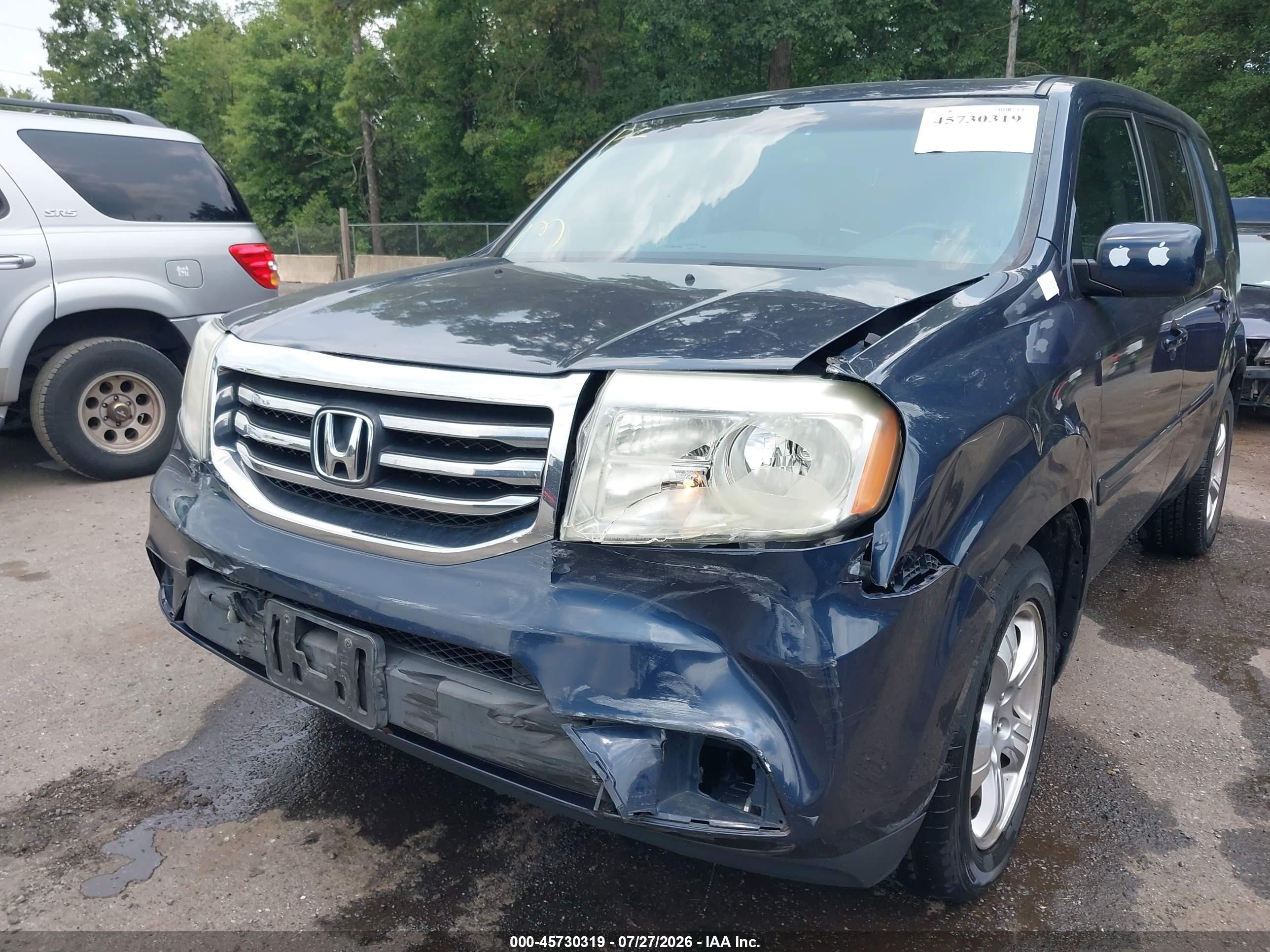 2012 Honda Pilot Ex-l Blue vin: 5FNYF4H55CB013342