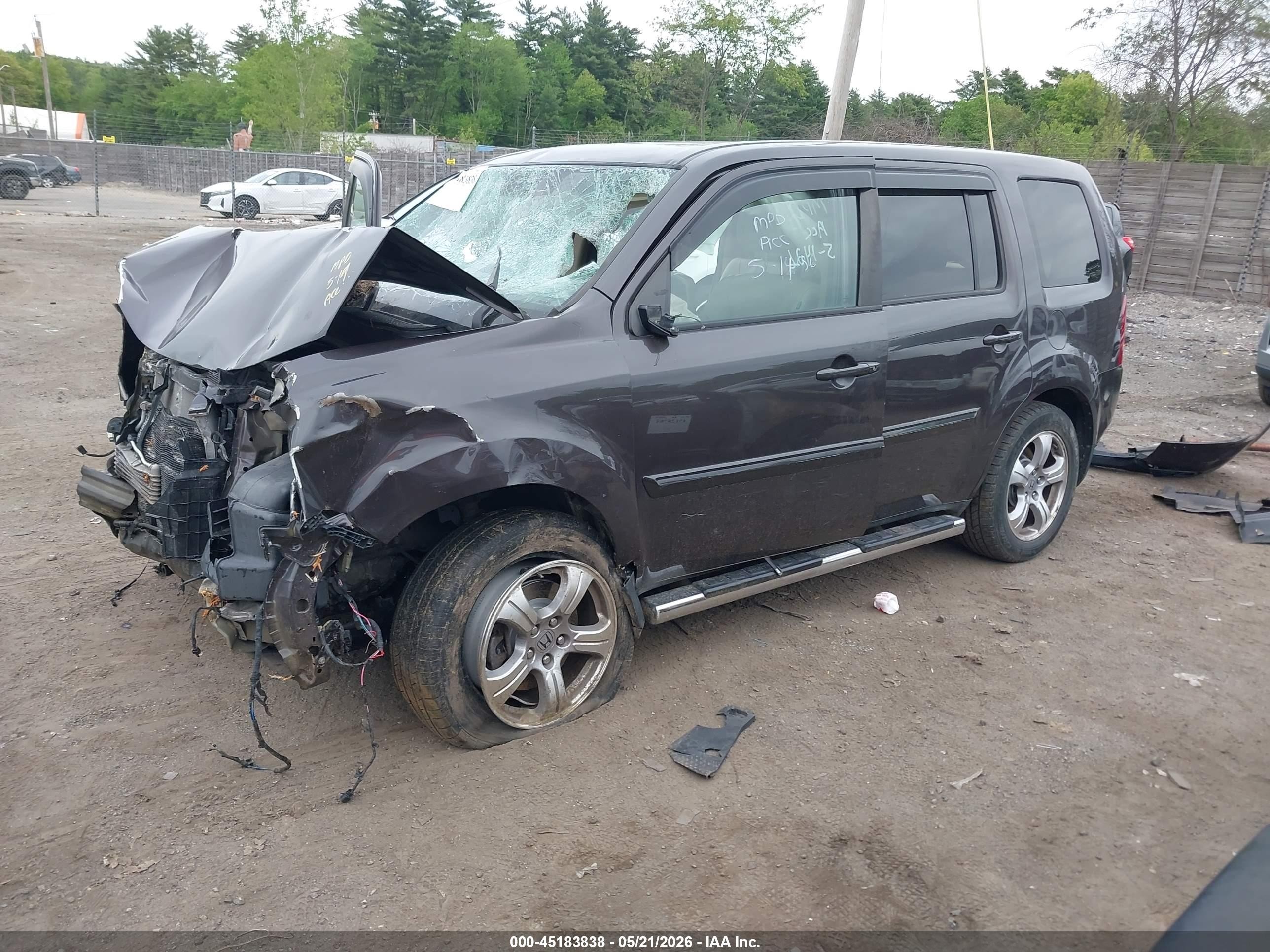 2013 Honda Pilot Ex-l Gray vin: 5FNYF4H55DB029820