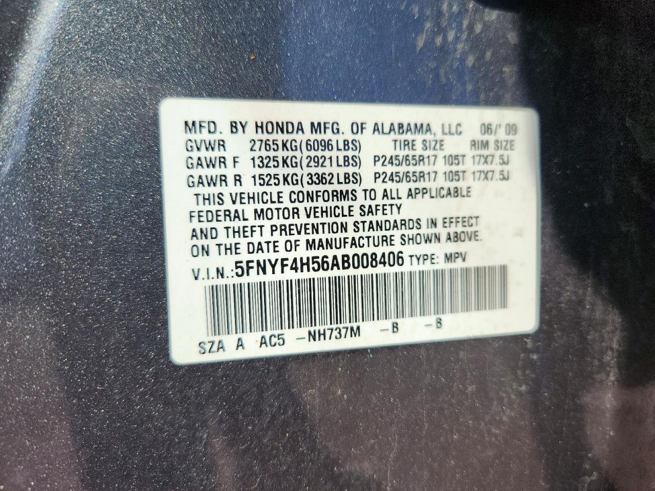 2010 Honda Pilot Exl Gray vin: 5FNYF4H56AB008406