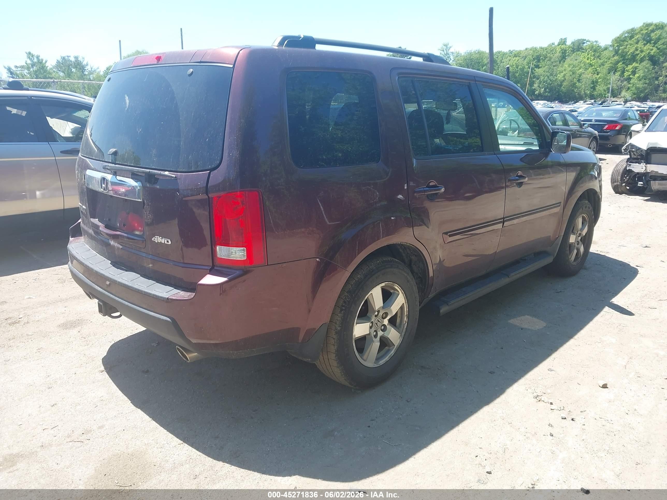 2011 Honda Pilot Ex-l Purple vin: 5FNYF4H56BB047403