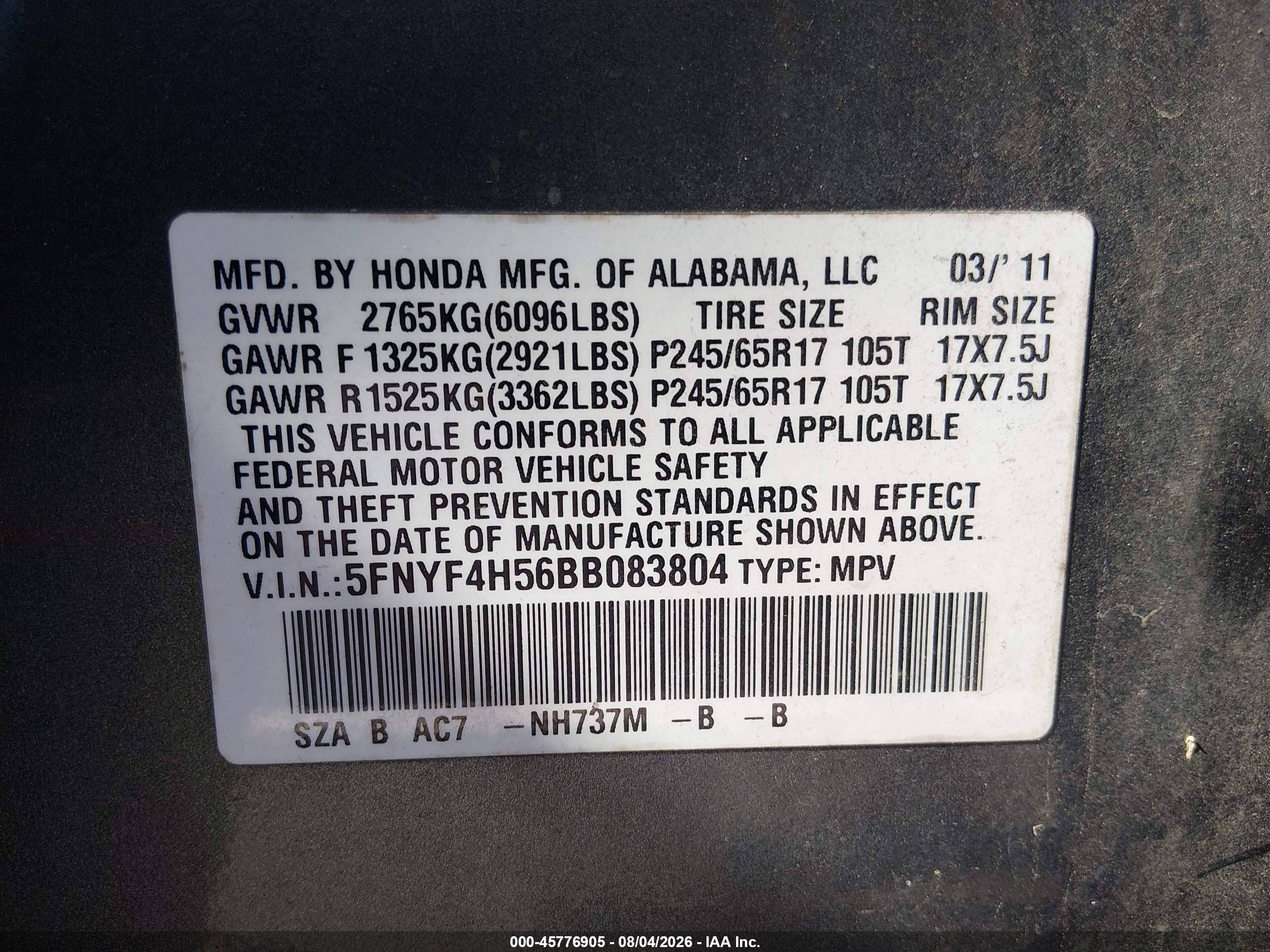 2011 Honda Pilot Ex-l Silver vin: 5FNYF4H56BB083804