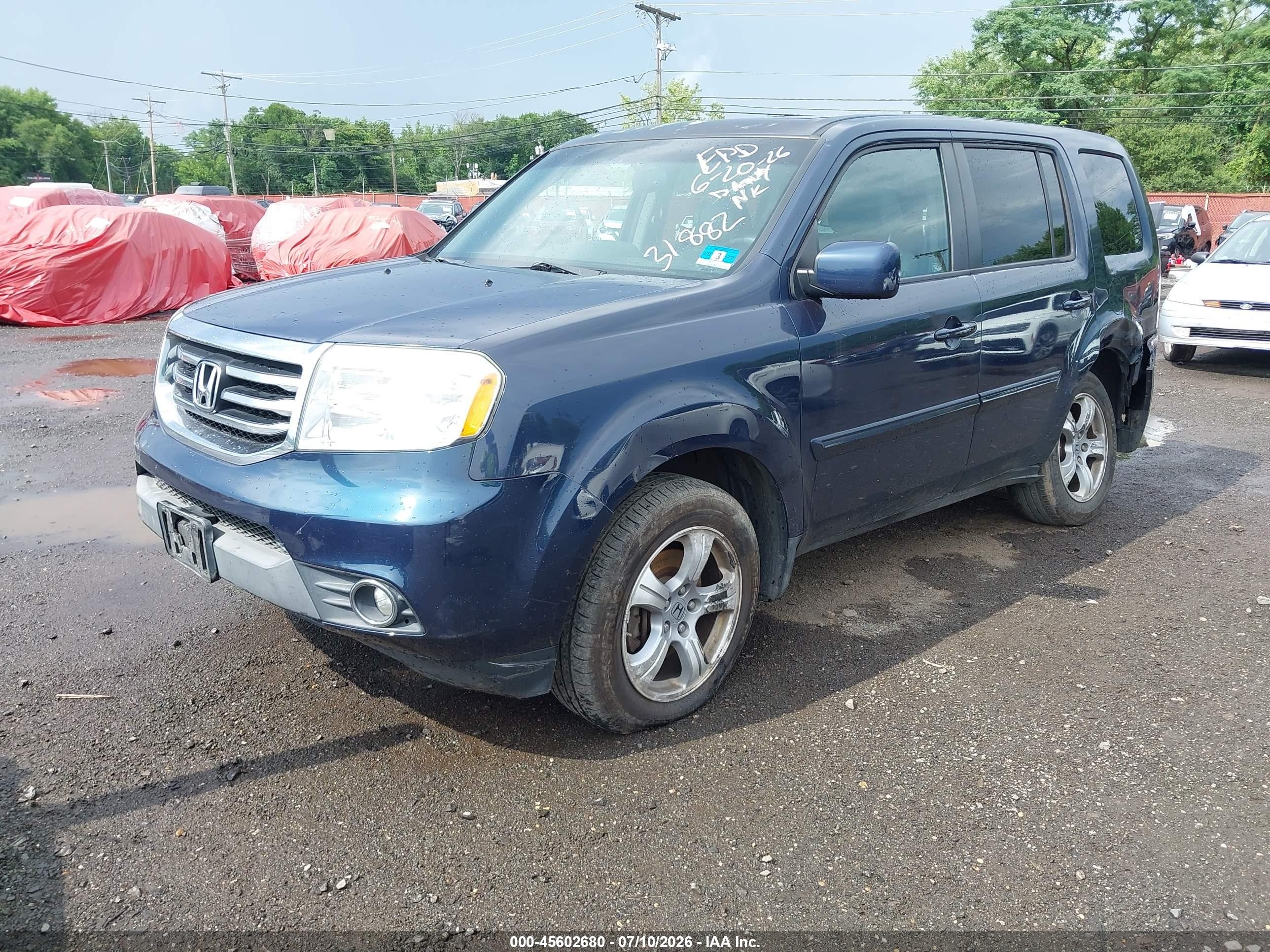 2012 Honda Pilot Ex-l Blue vin: 5FNYF4H56CB031882