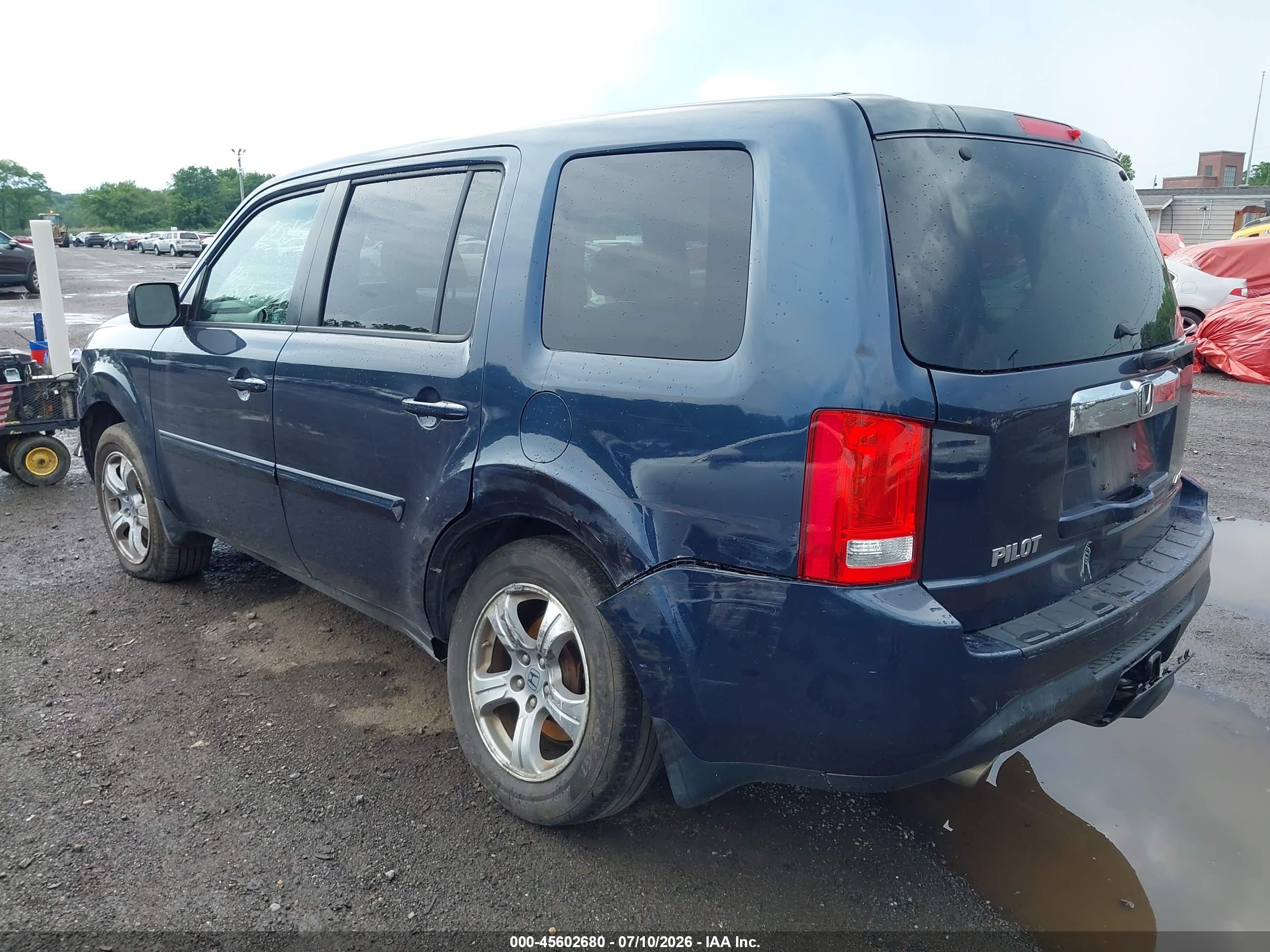 2012 Honda Pilot Ex-l Blue vin: 5FNYF4H56CB031882