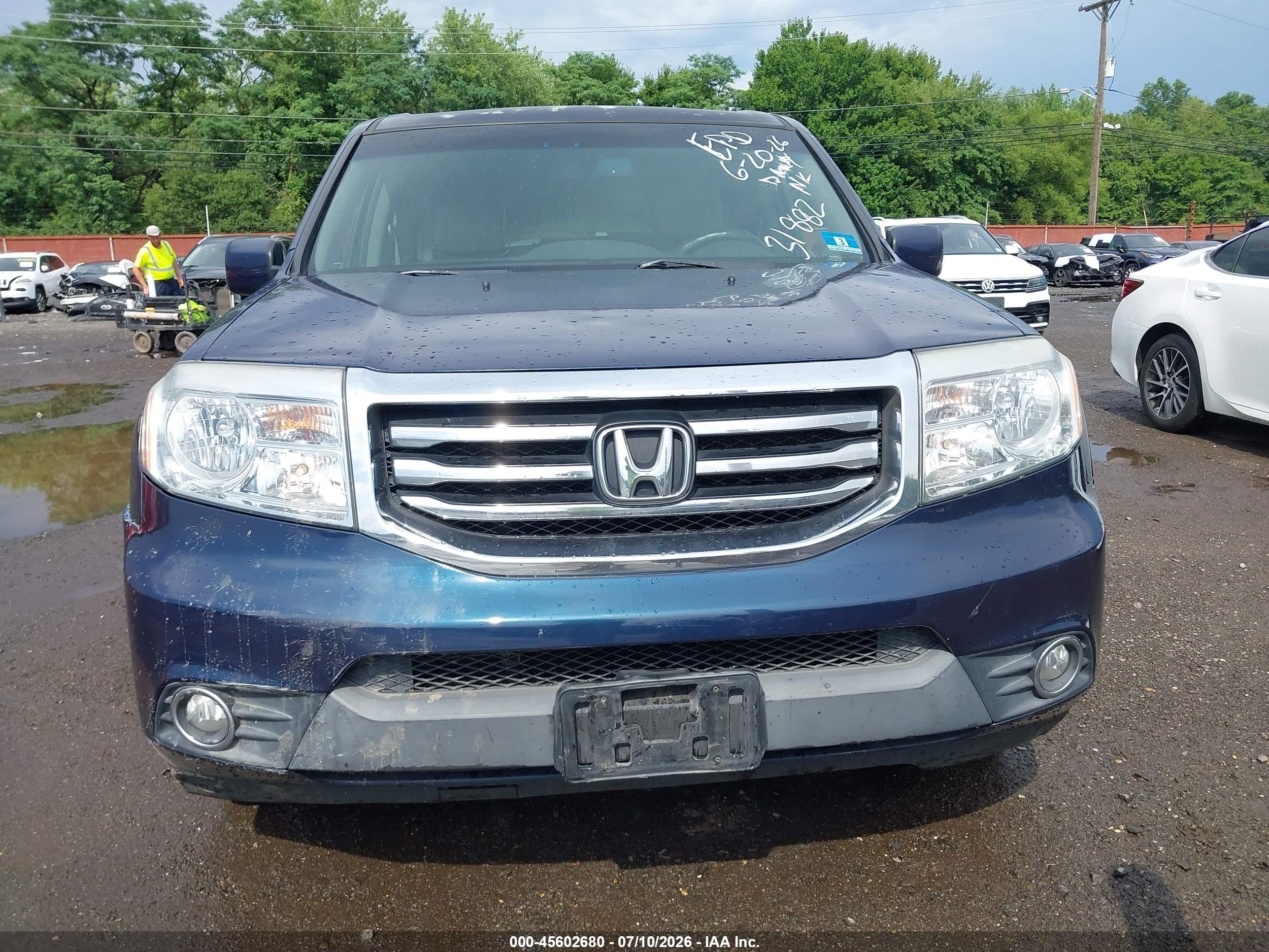 2012 Honda Pilot Ex-l Blue vin: 5FNYF4H56CB031882