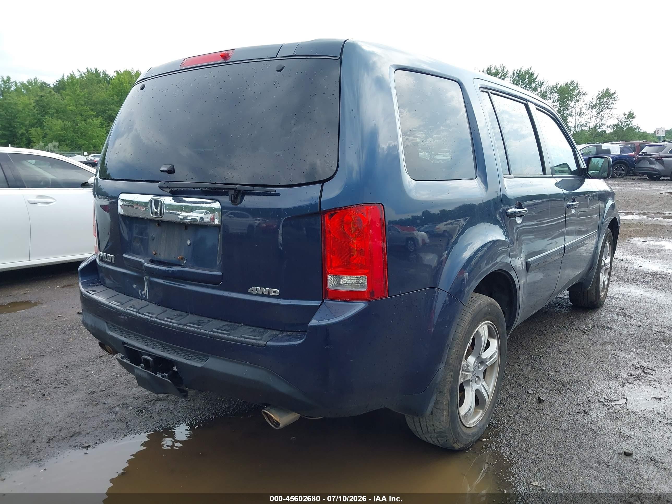 2012 Honda Pilot Ex-l Blue vin: 5FNYF4H56CB031882