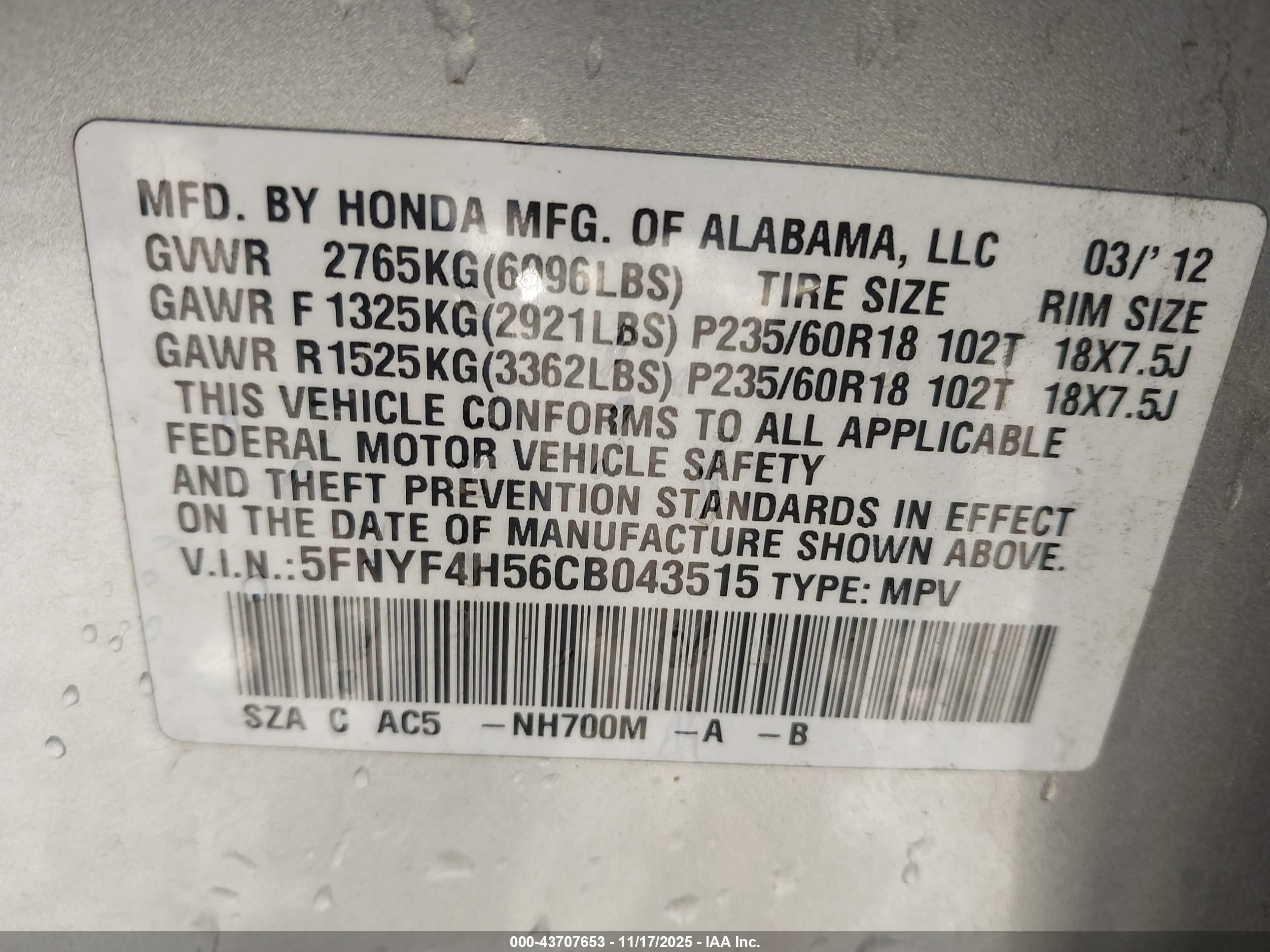 2012 Honda Pilot Ex-l Silver vin: 5FNYF4H56CB043515