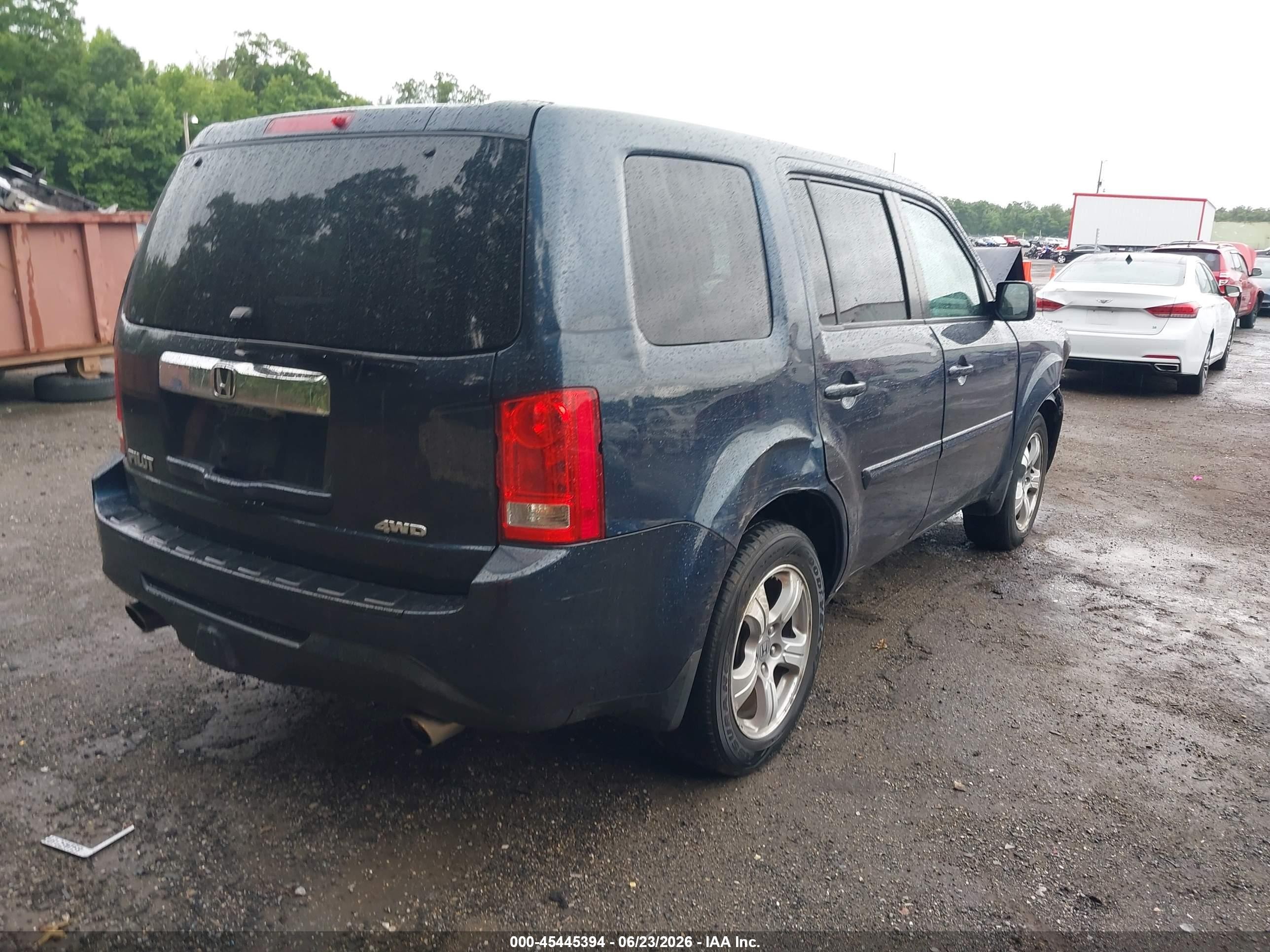 2012 Honda Pilot Ex-l Blue vin: 5FNYF4H56CB057060
