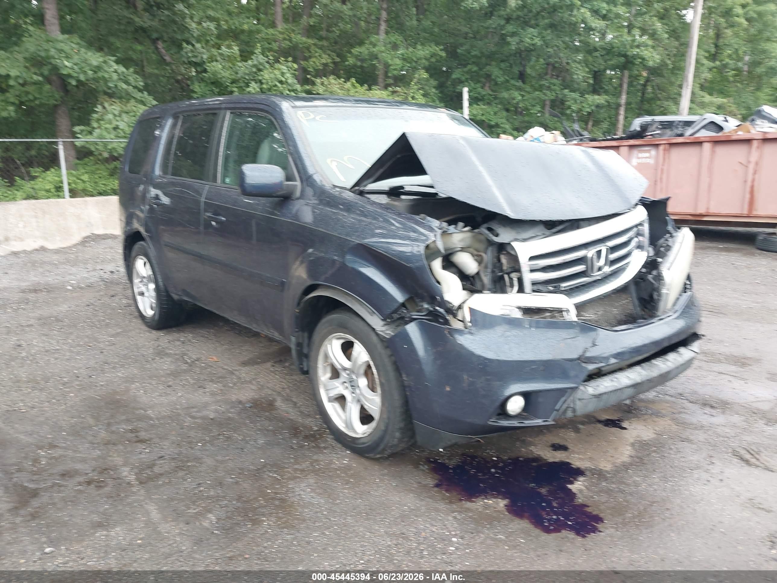 2012 Honda Pilot Ex-l Blue vin: 5FNYF4H56CB057060