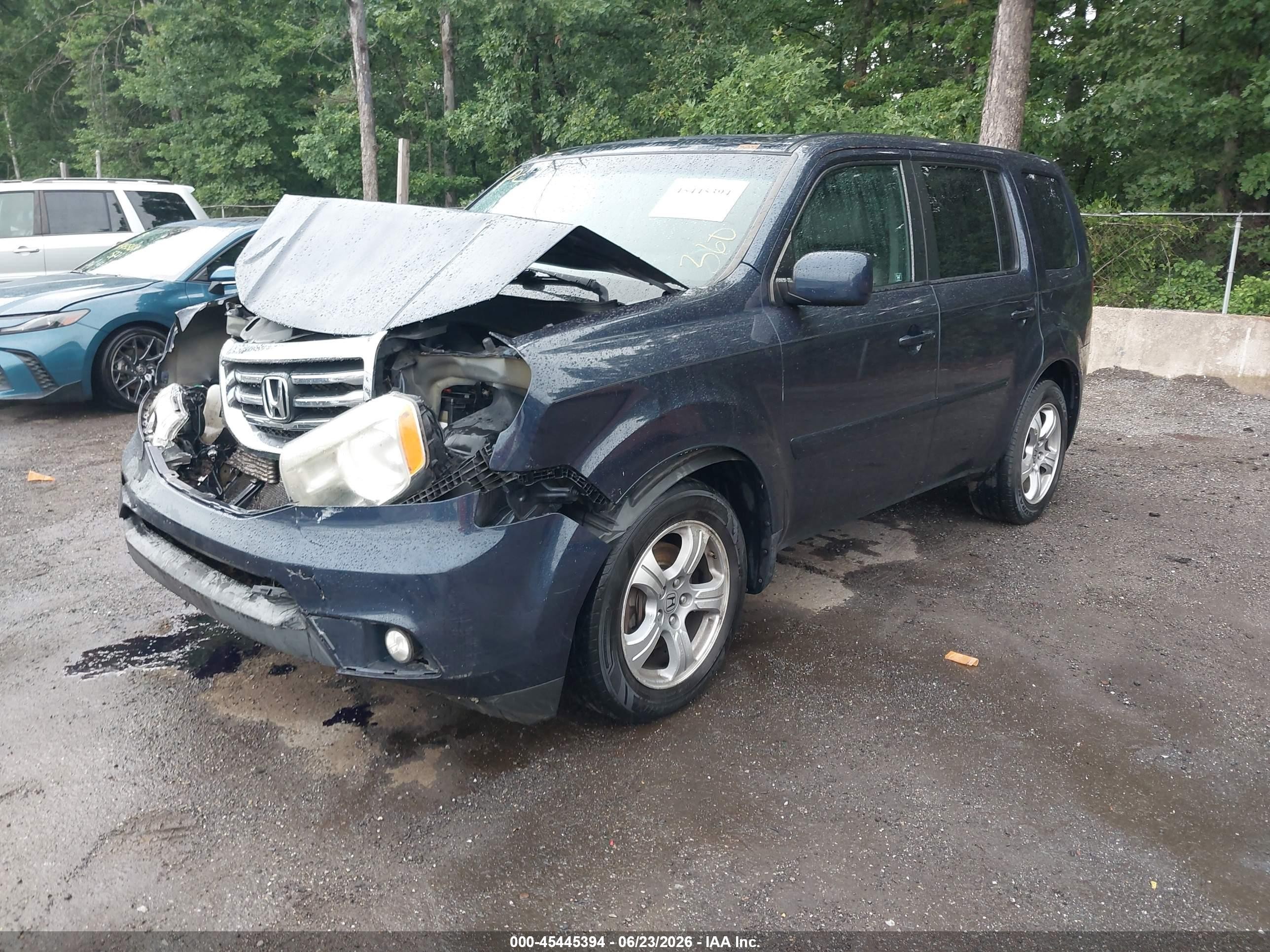 2012 Honda Pilot Ex-l Blue vin: 5FNYF4H56CB057060