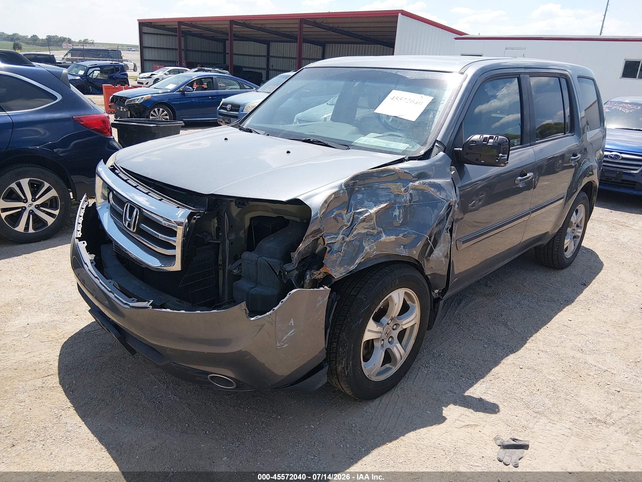 2013 Honda Pilot Ex-l Gray vin: 5FNYF4H56DB051096