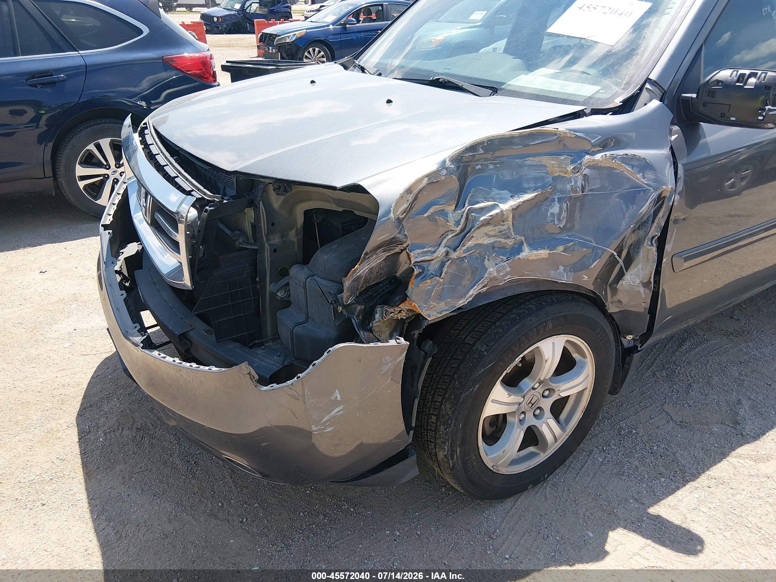 2013 Honda Pilot Ex-l Gray vin: 5FNYF4H56DB051096