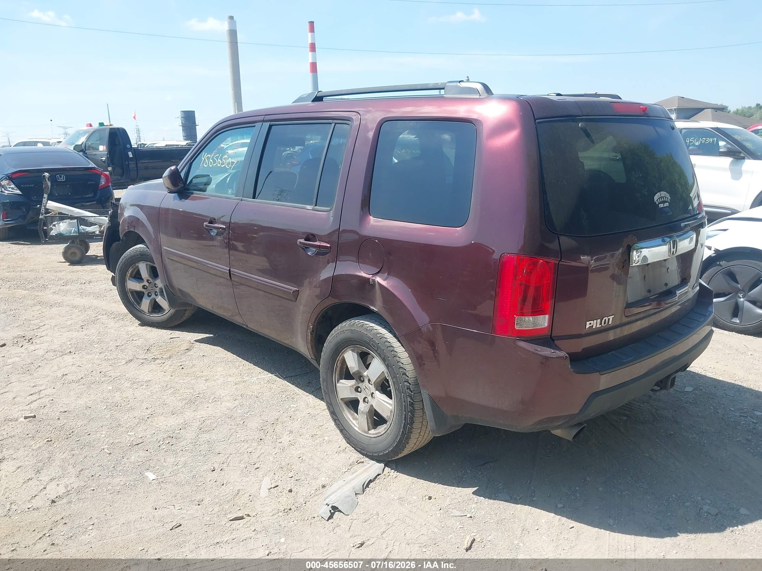 2011 Honda Pilot Ex-l Maroon vin: 5FNYF4H57BB018802