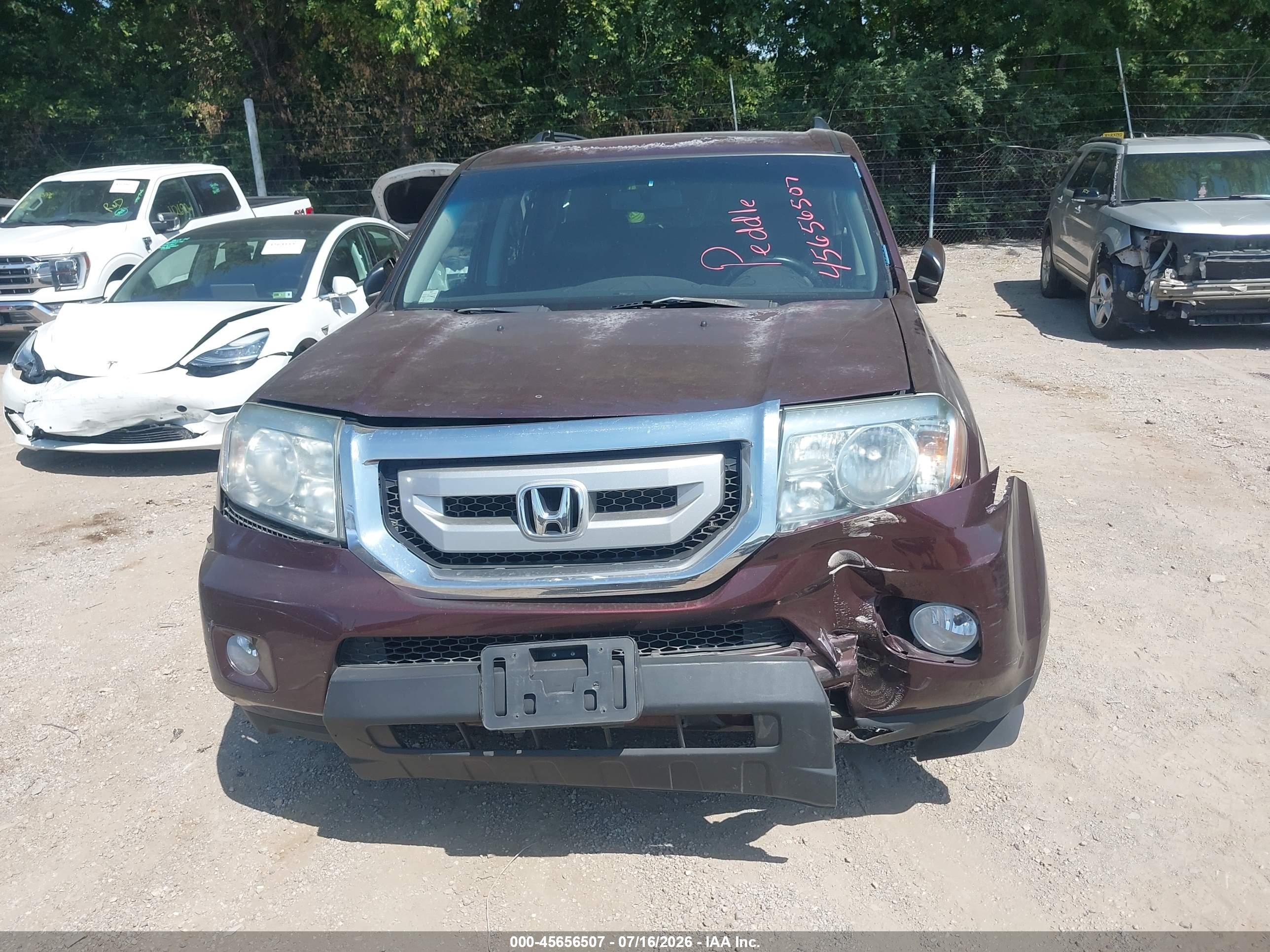 2011 Honda Pilot Ex-l Maroon vin: 5FNYF4H57BB018802