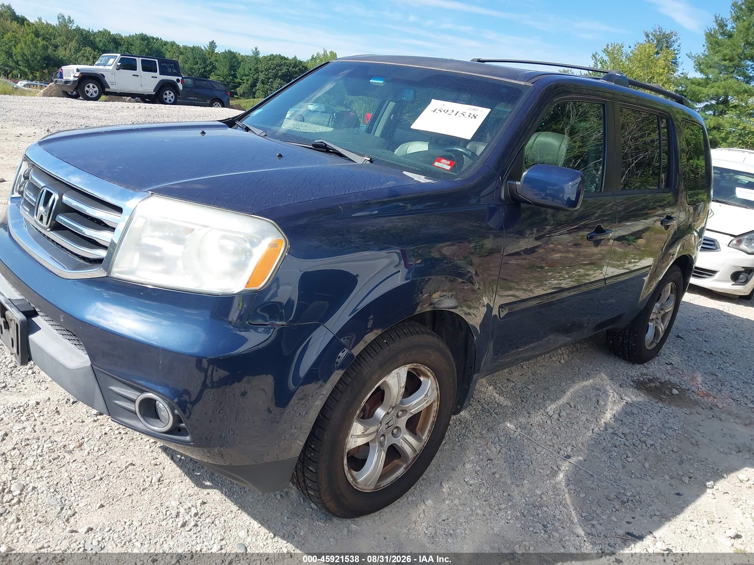 2012 Honda Pilot Ex-l Blue vin: 5FNYF4H57CB032863